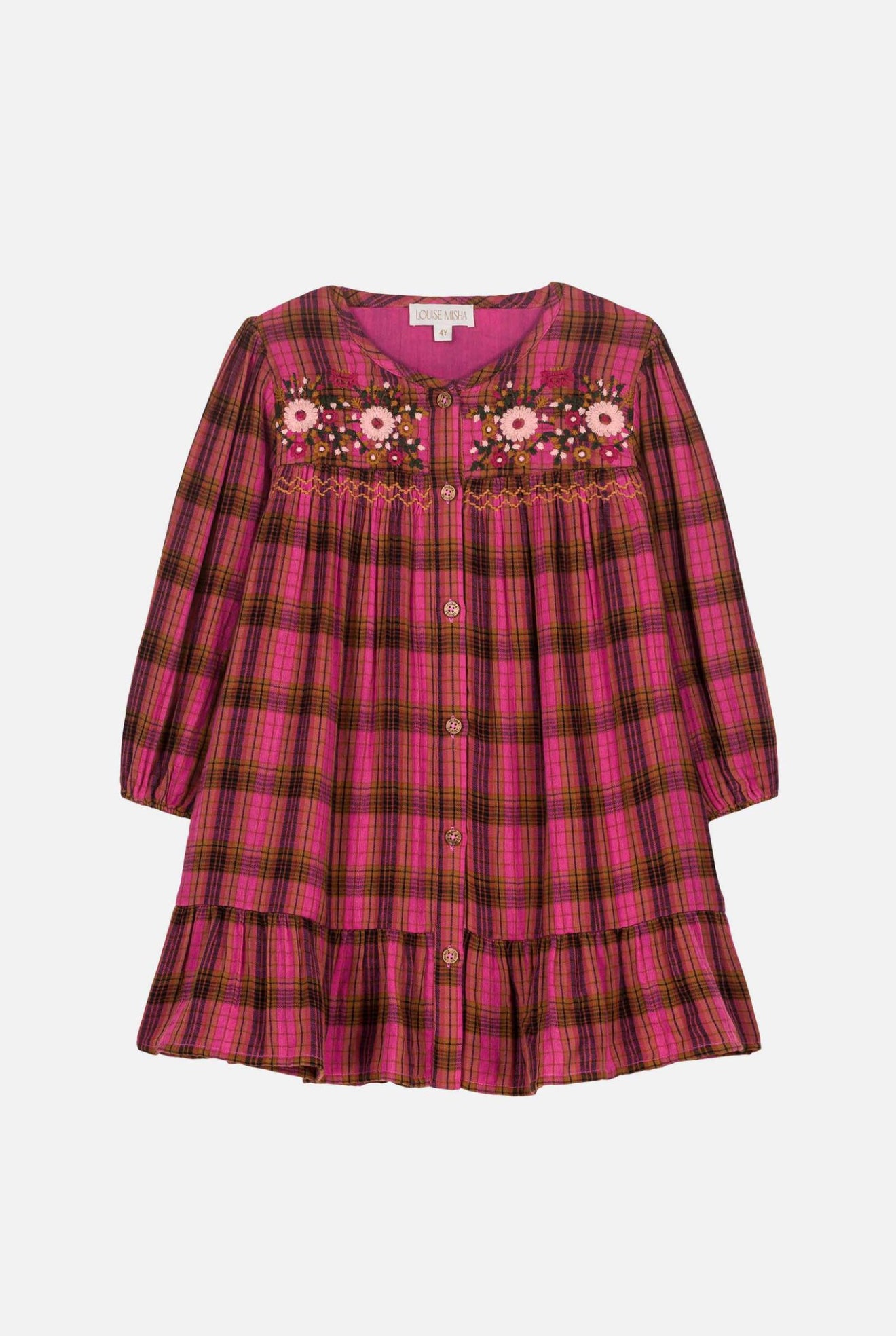 open lace back dress Vintage Pink Plaid Short Sleeves Party Dress With Bowknot – FancyVestido main image 0