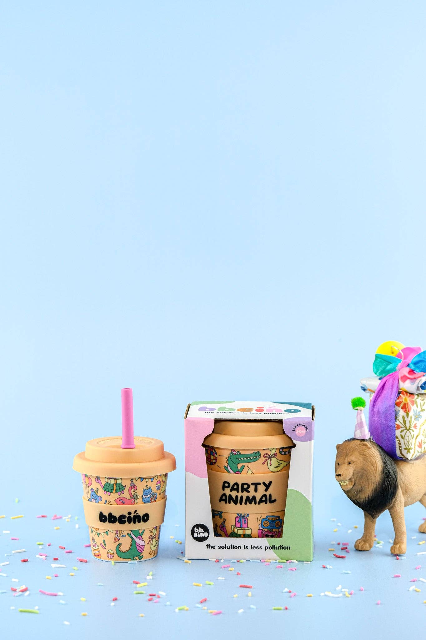 Party Animal in Orange Kids Keep Cup - 240ml(STRAW INCLUDED)