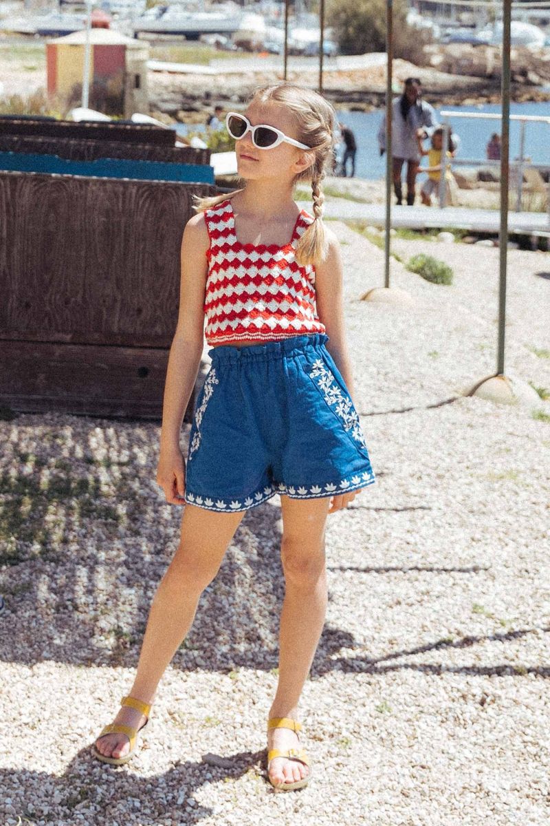 Primose Crochet Top in Poppy and Cream