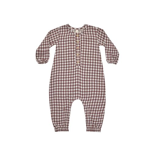 WOVEN JUMPSUIT || PLUM GINGHAM