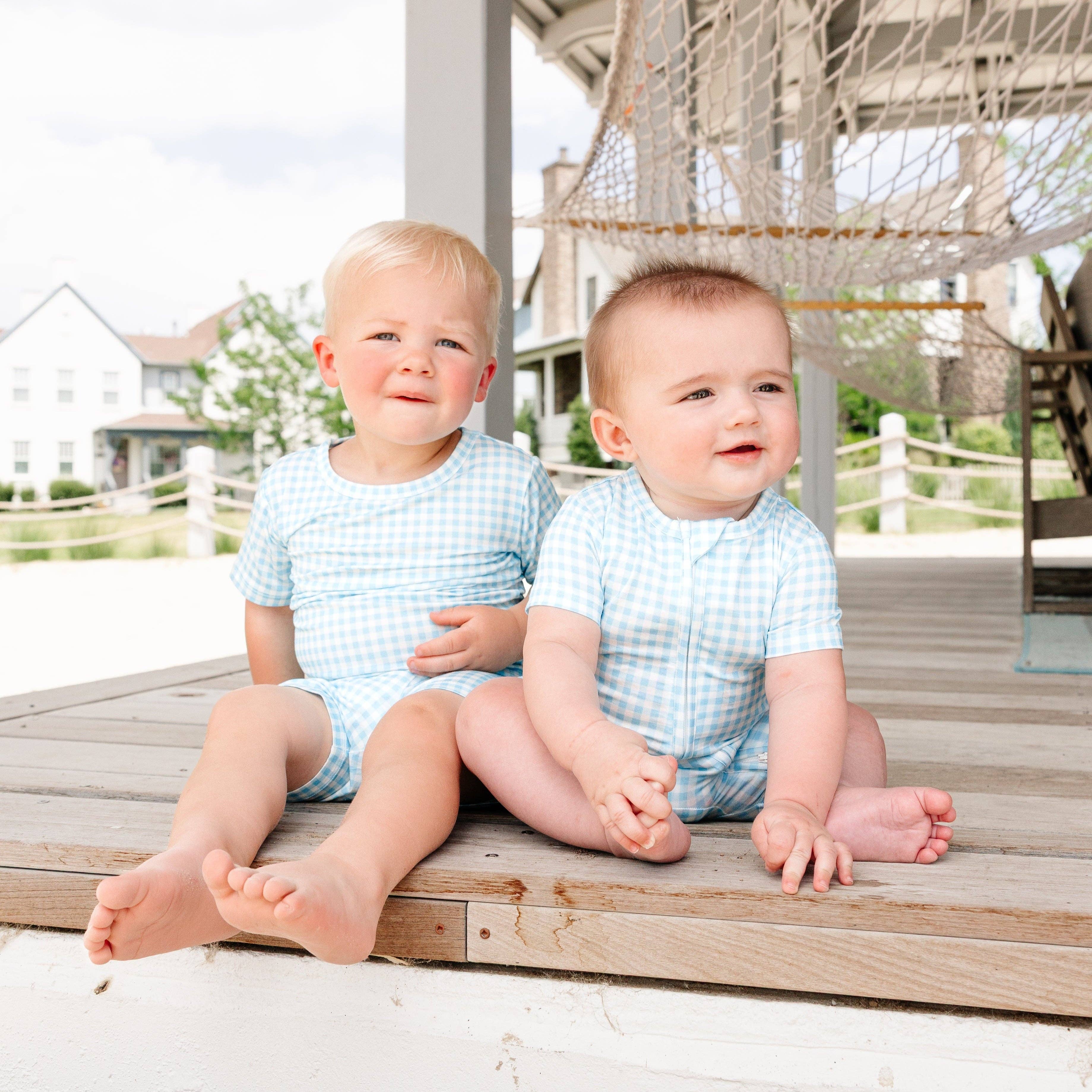 Harbor Gingham Short Sleeve & Shorts Bamboo Toddler Pajama Set