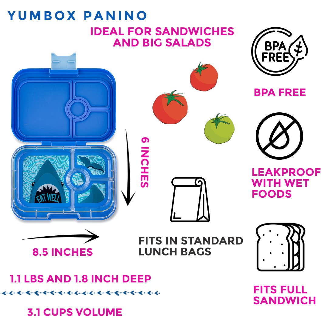 Leakproof Sandwich Friendly Bento Box - Surf Blue Shark Tray
