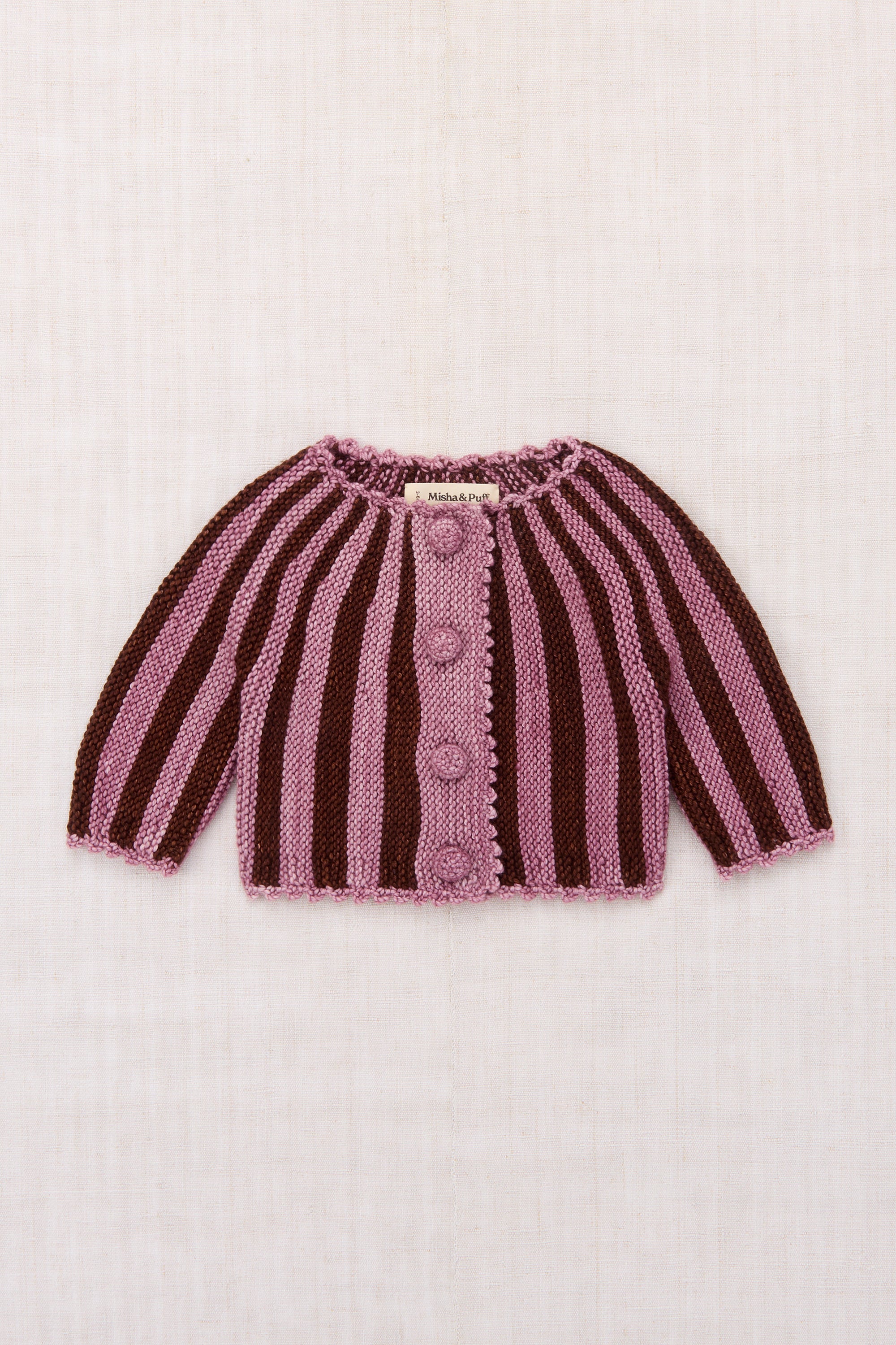 Baby Circus Stripe Cardigan - Antique Rose