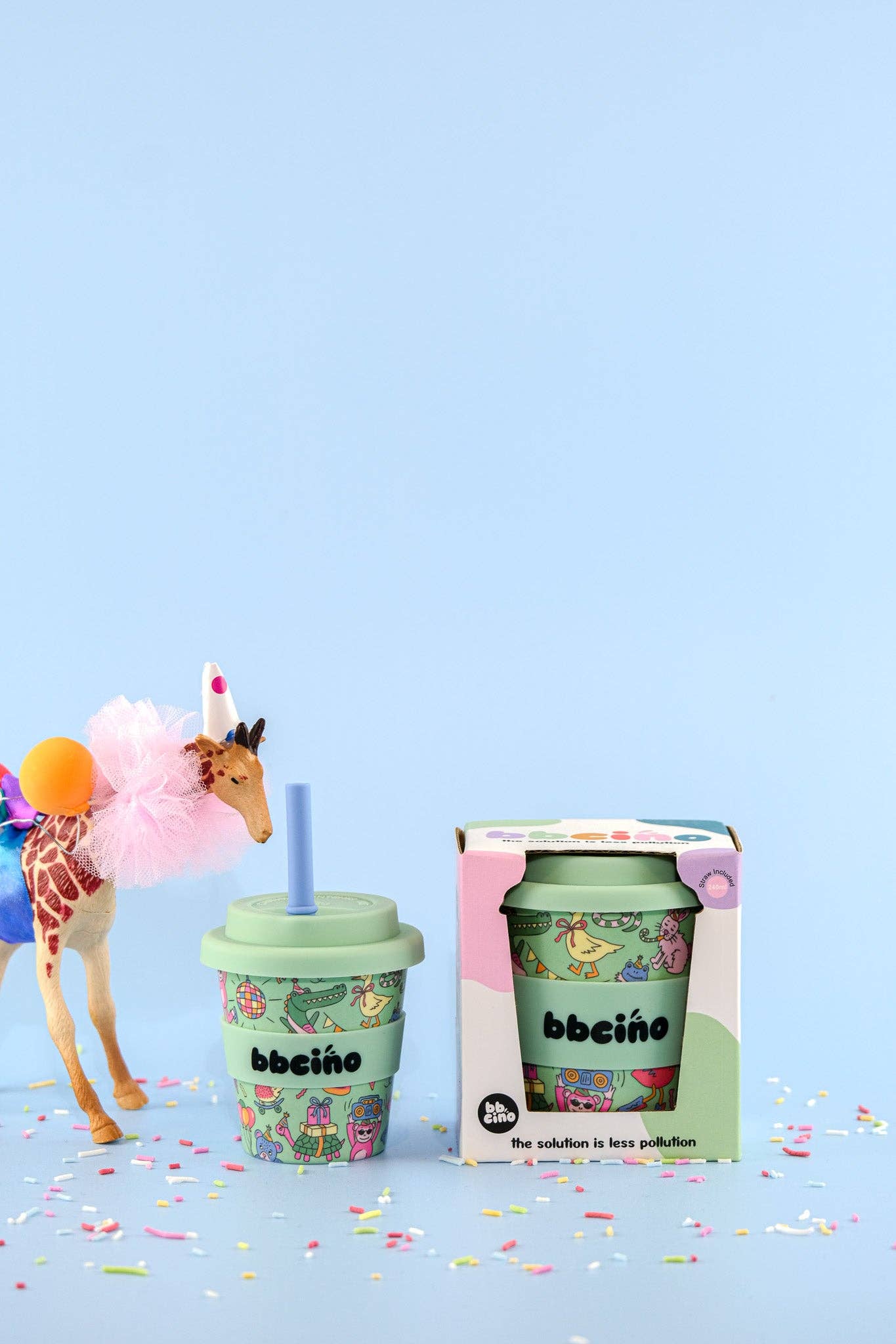 Party Animal in Green Kids Keep Cup - 240ml (STRAW INCLUDED)
