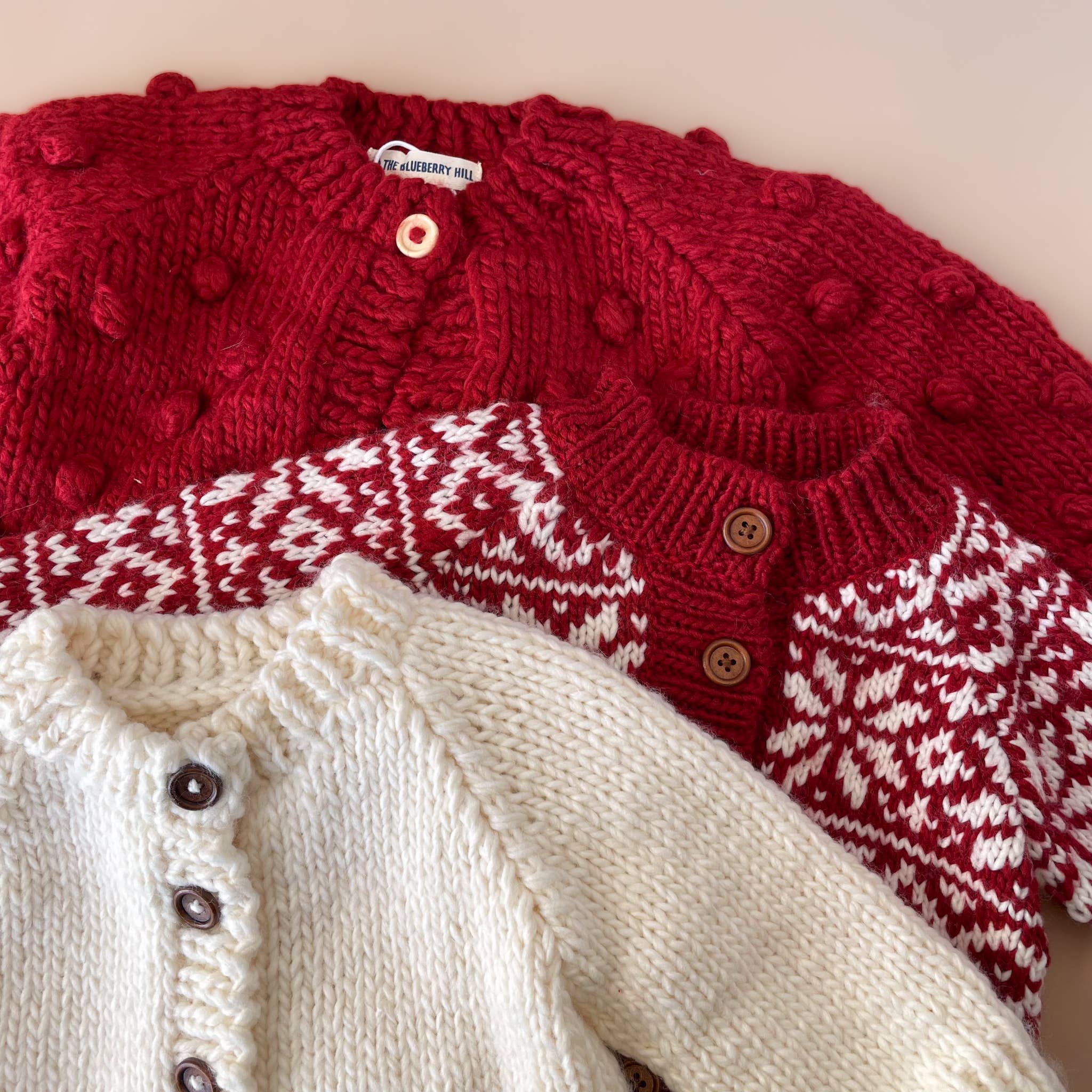Popcorn Cardigan Red