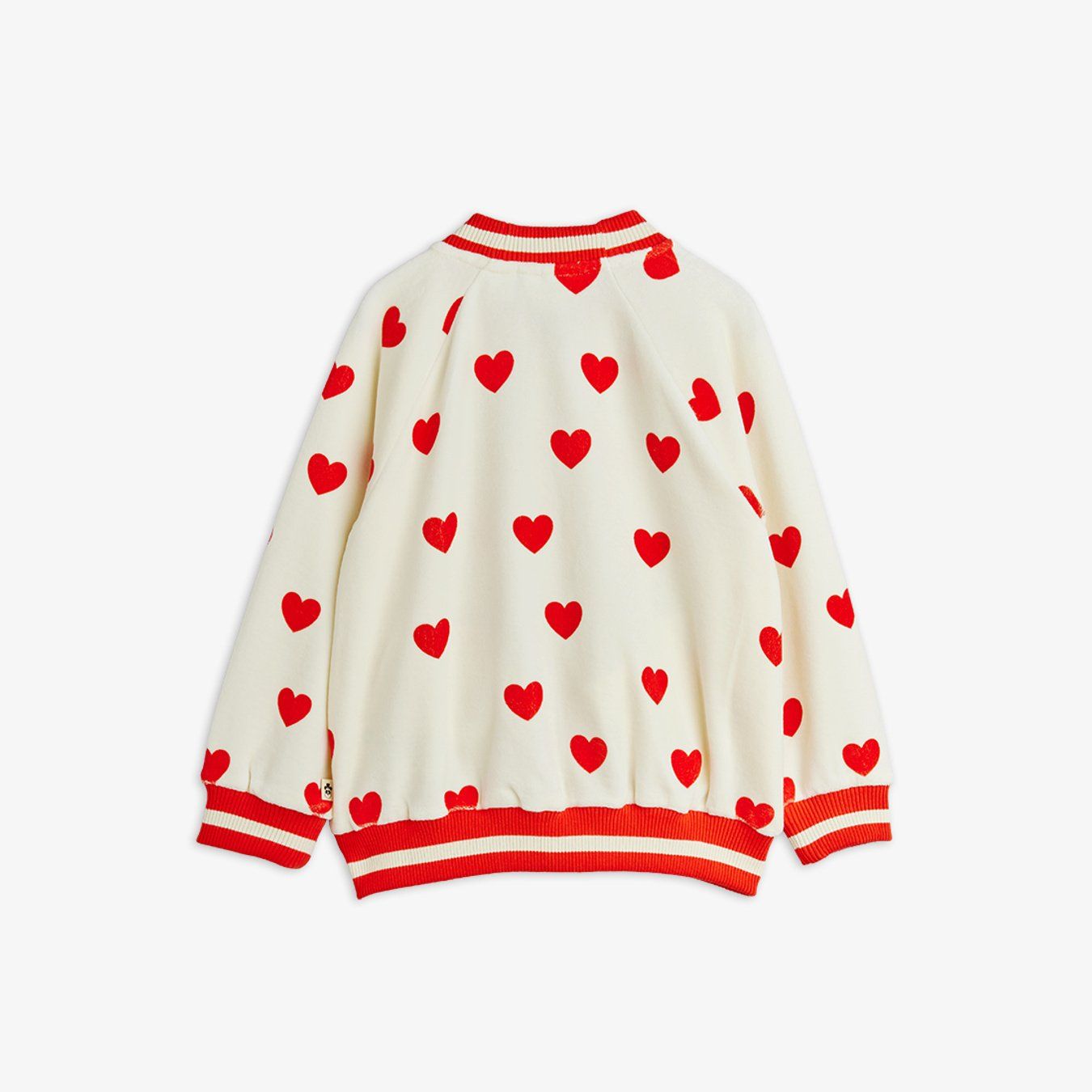 Hearts AOP Velour Baseball Cardigan - White
