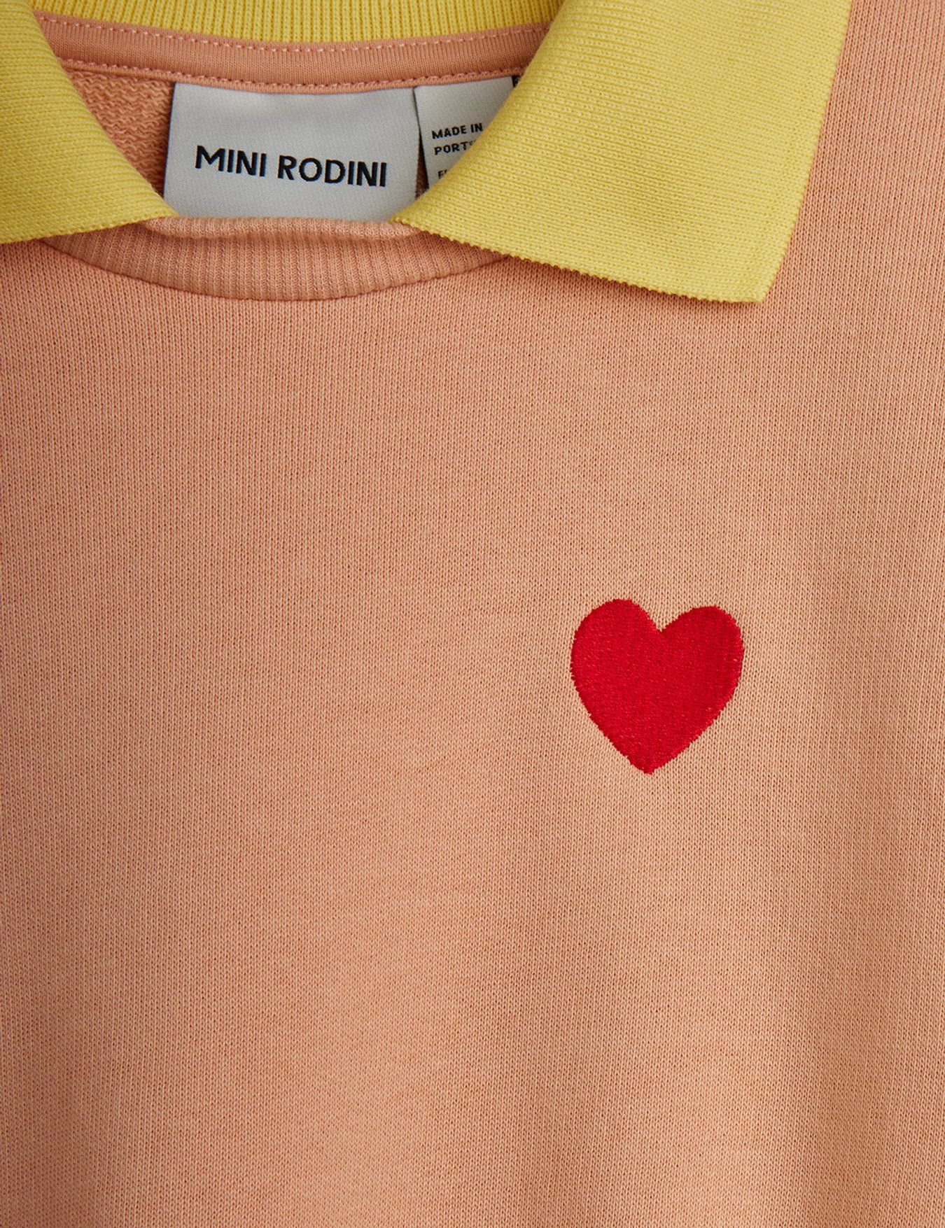 Heart Emb Collar Sweatshirt - Pink