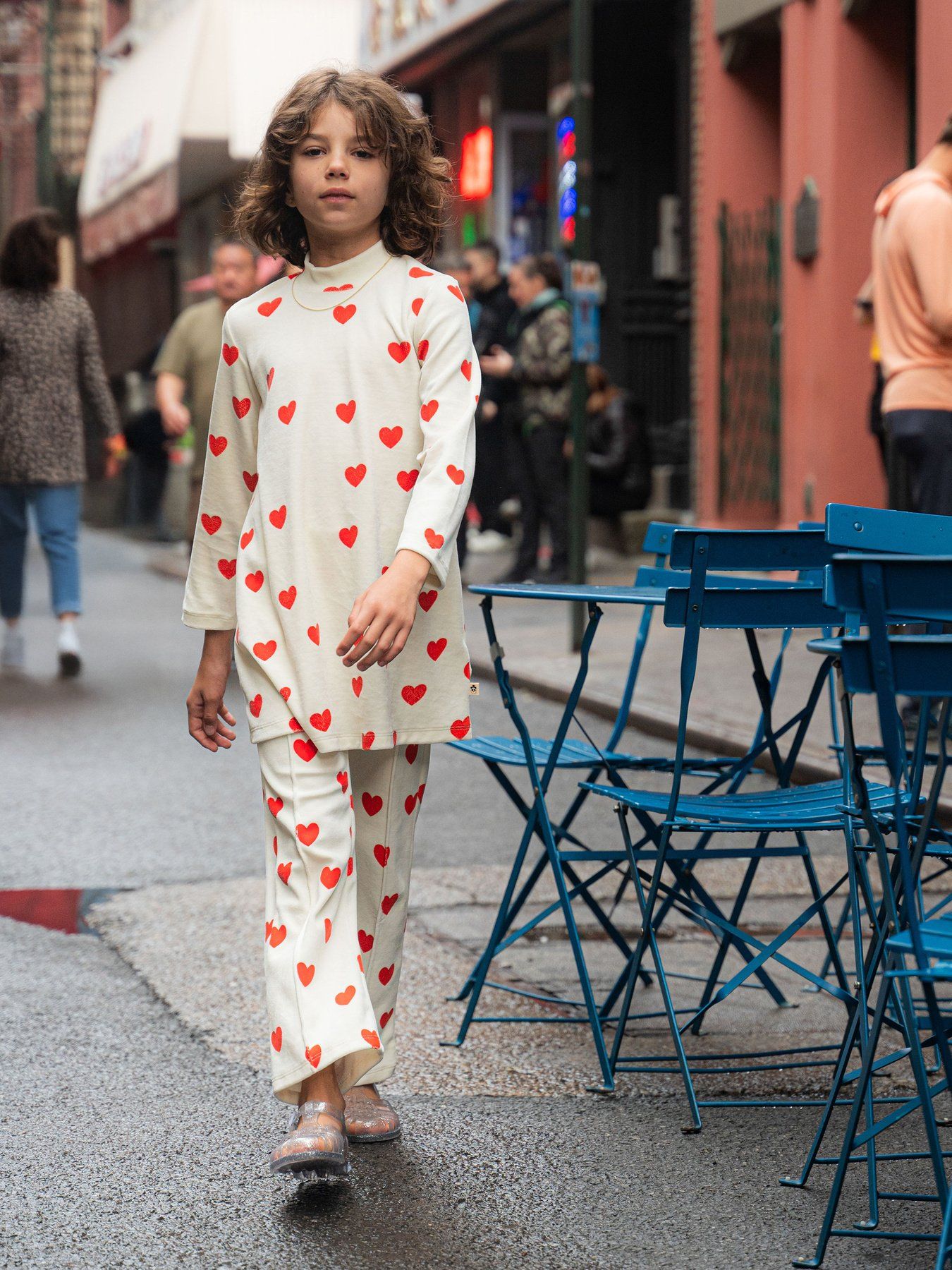 Hearts AOP Velour Trousers - White