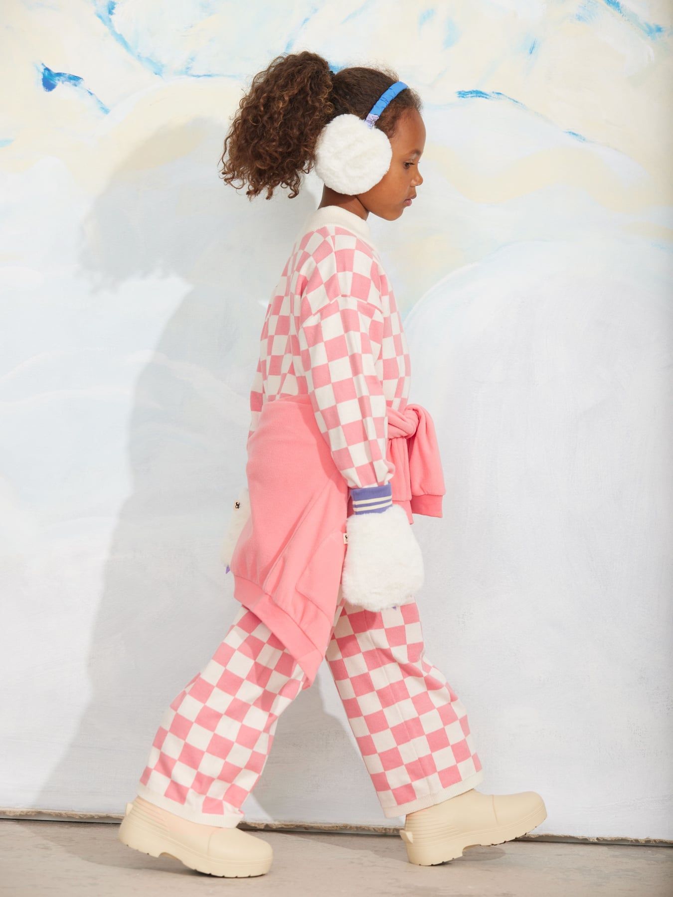 Chess Check Knitted Sweater - Pink