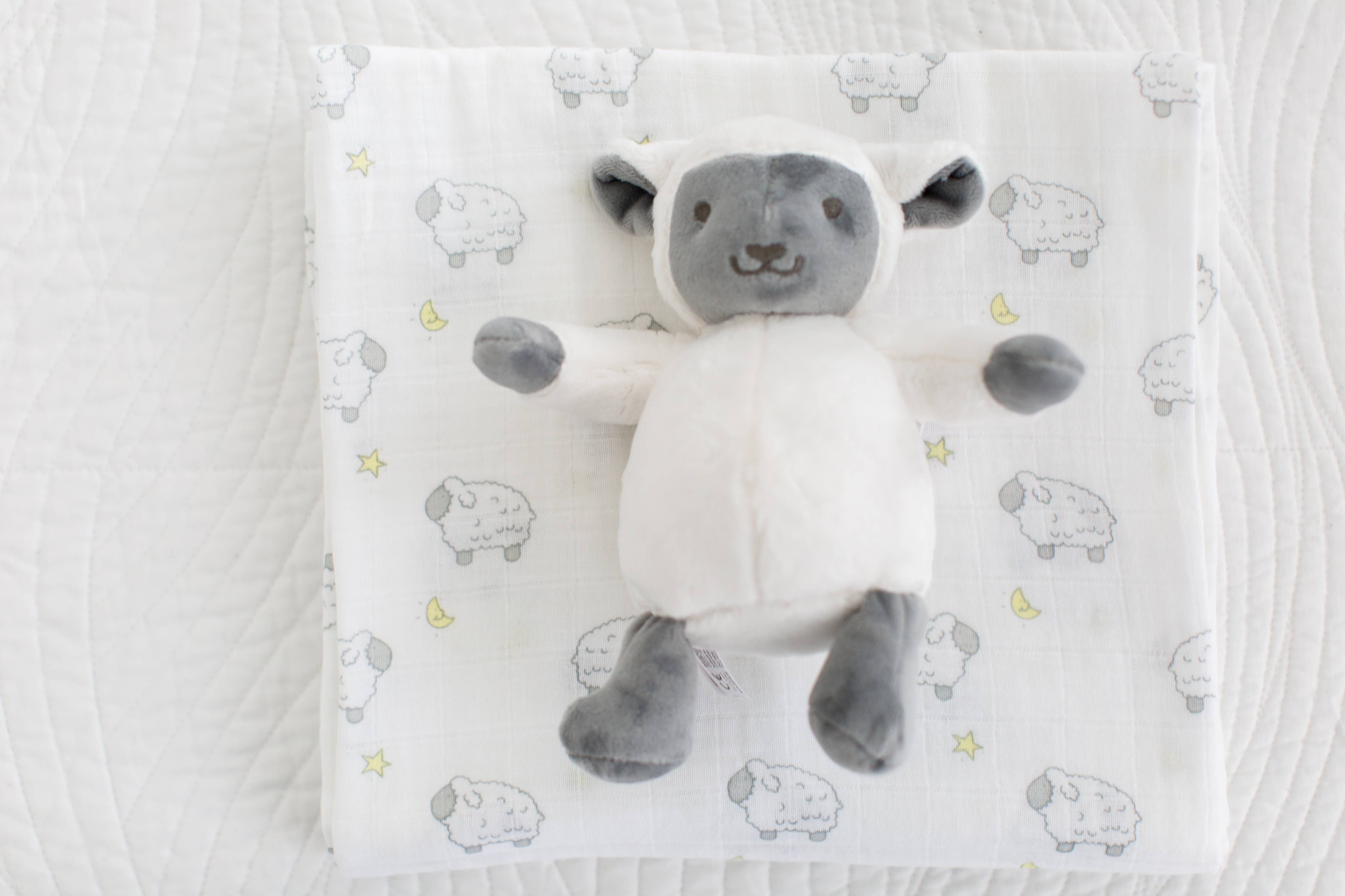 Muslin Swaddle Blankets, Set of 3, Little Lambs Goodnight