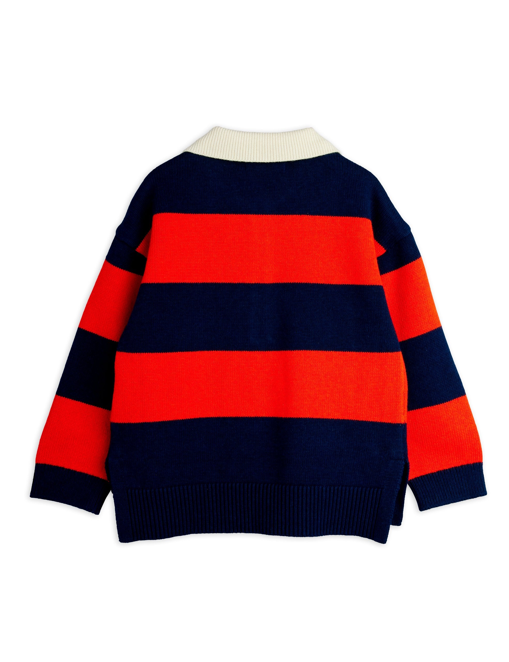 Clover Emb Knitted Rugby Sweater - Red