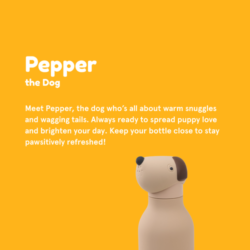 Bestie Water Bottle - Beige Dog 16 oz