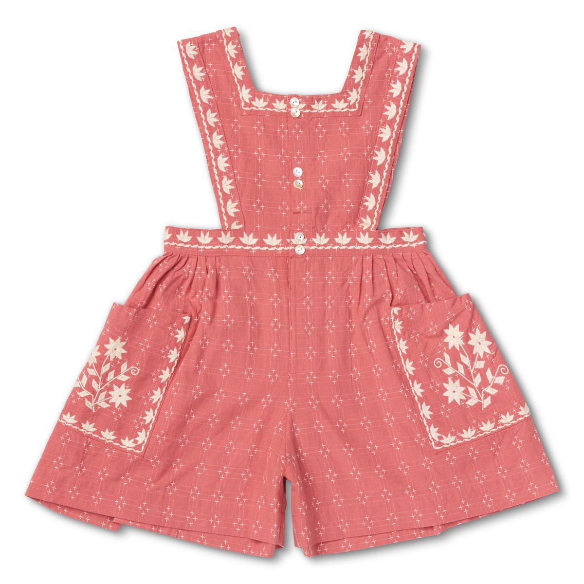 Clara Romper in Coral Crossstitch