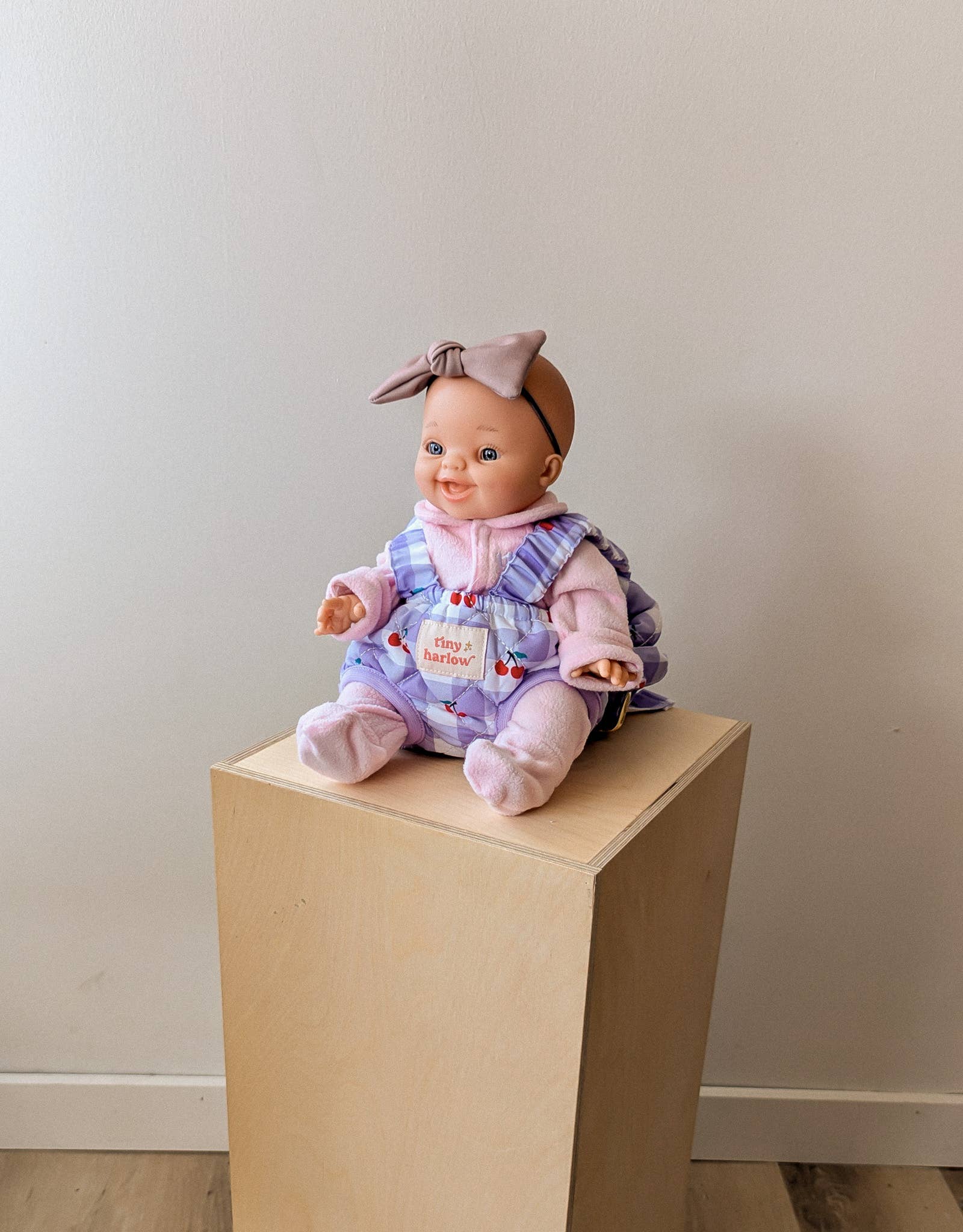 Doll Carrier - Lilac gingham Cherry - Tiny Harlow