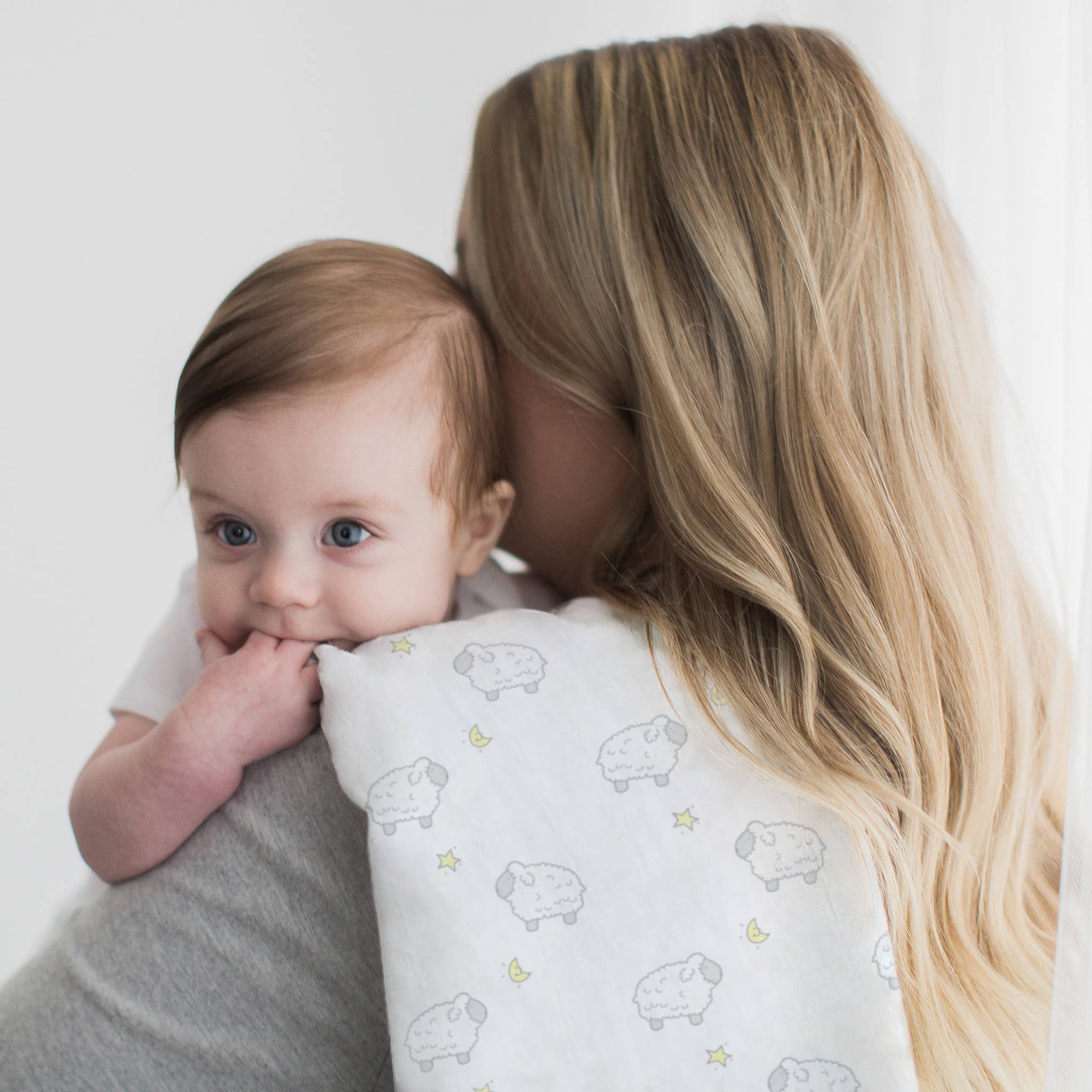 Little Lambs & Stars Muslin Swaddle Blanket, Premium Cotton
