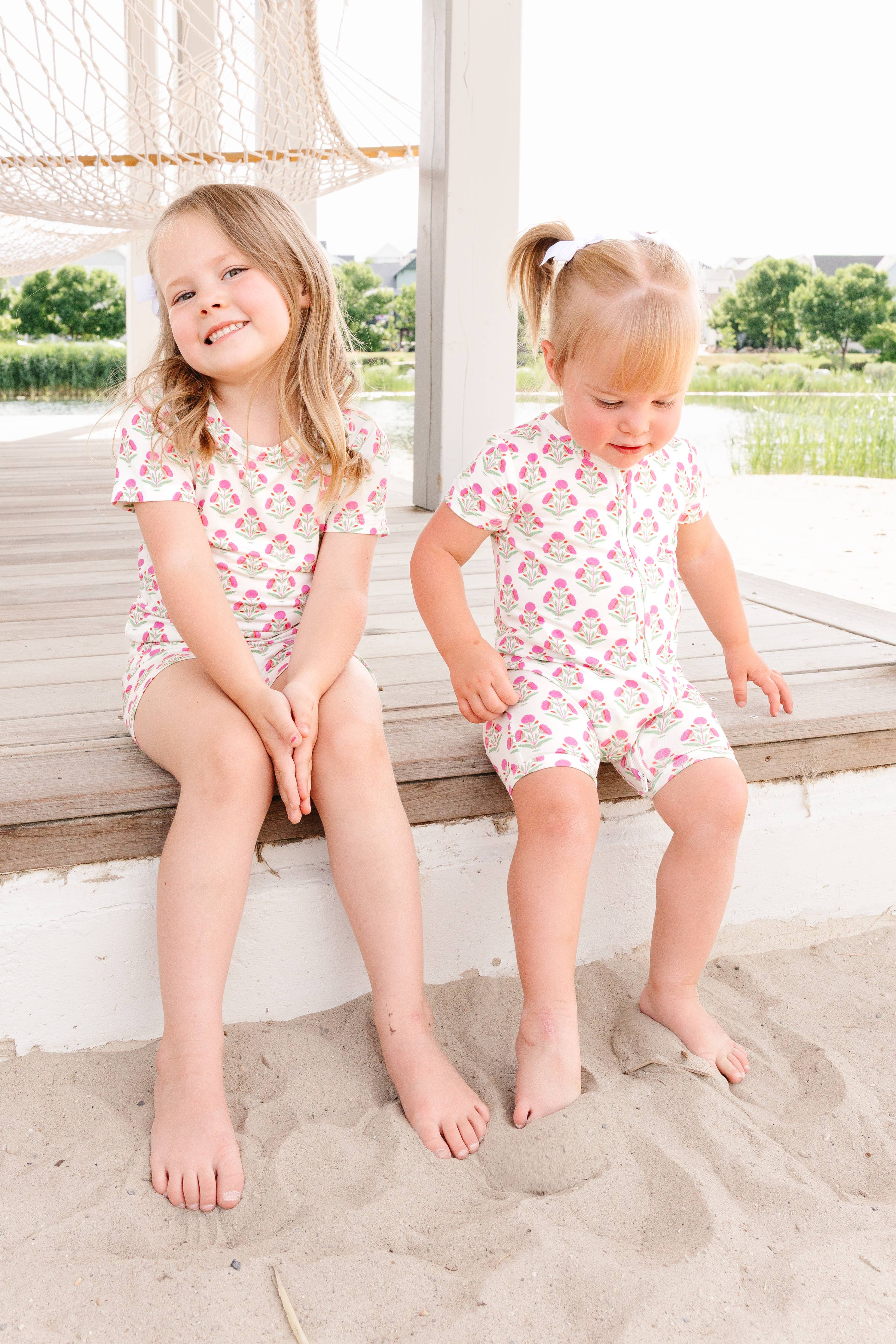 Pink Posy Short Sleeve & Shorts Bamboo Toddler Pajama Set
