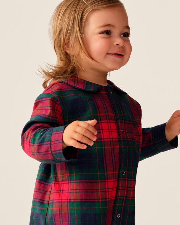 Baby Twill Cambridge Romper - Tartan, Red
