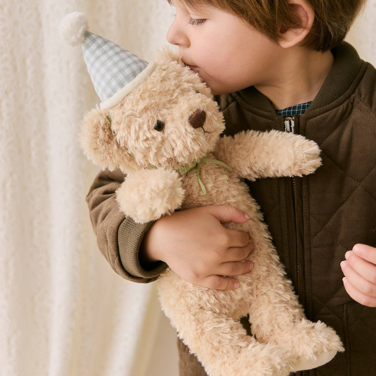 Birthday Teddy Bear Plush - Green Gingham