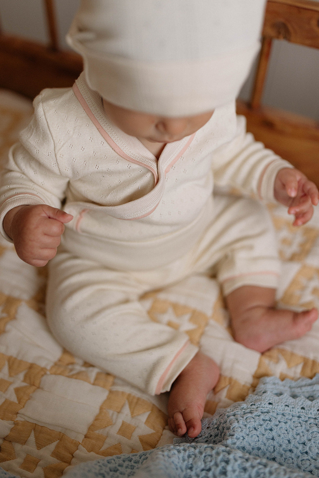 Wrap Onesie + Pant Set | Pointelle - Milk and Petal