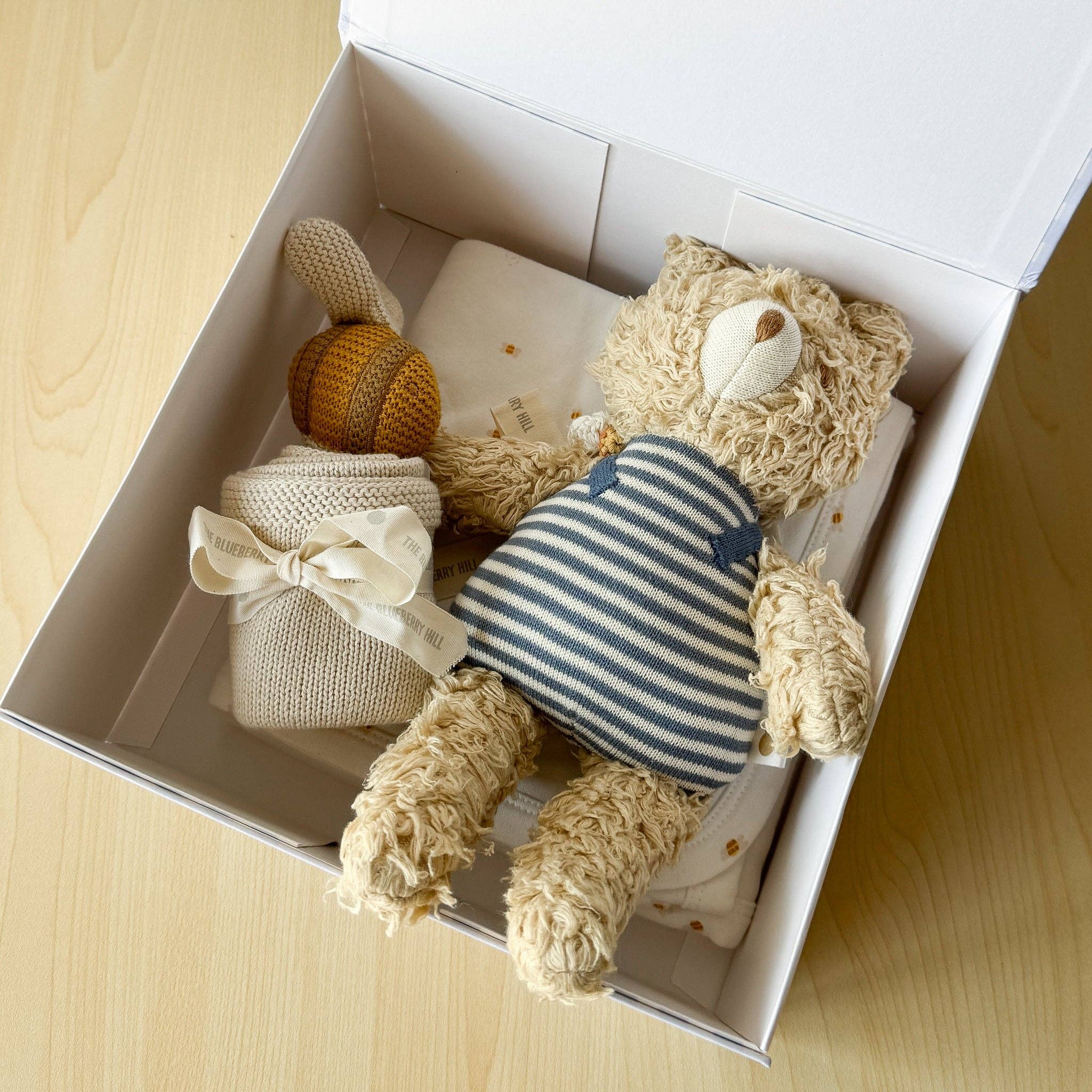Gift Box Blue Gingham Bear