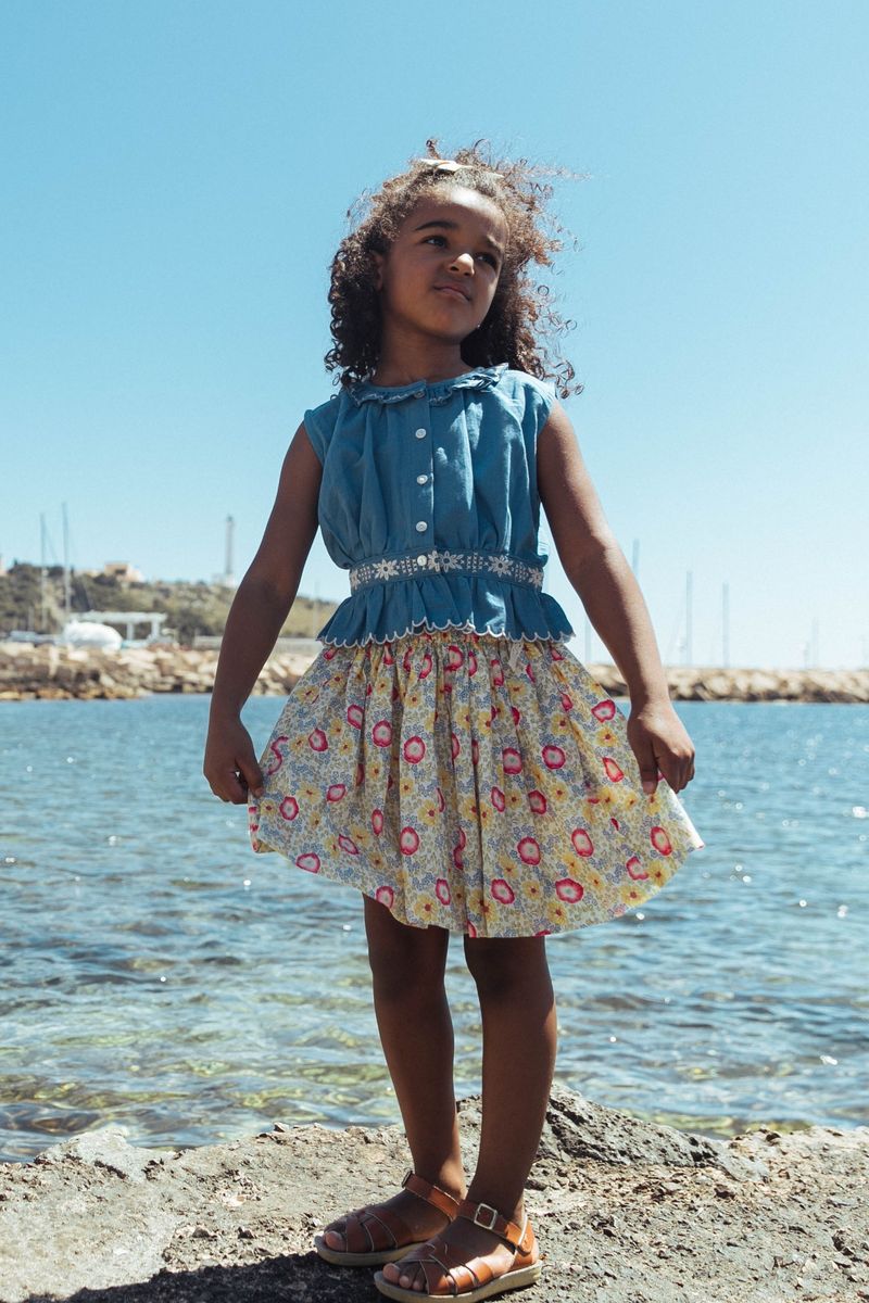 Cora Top in Pacific Blue