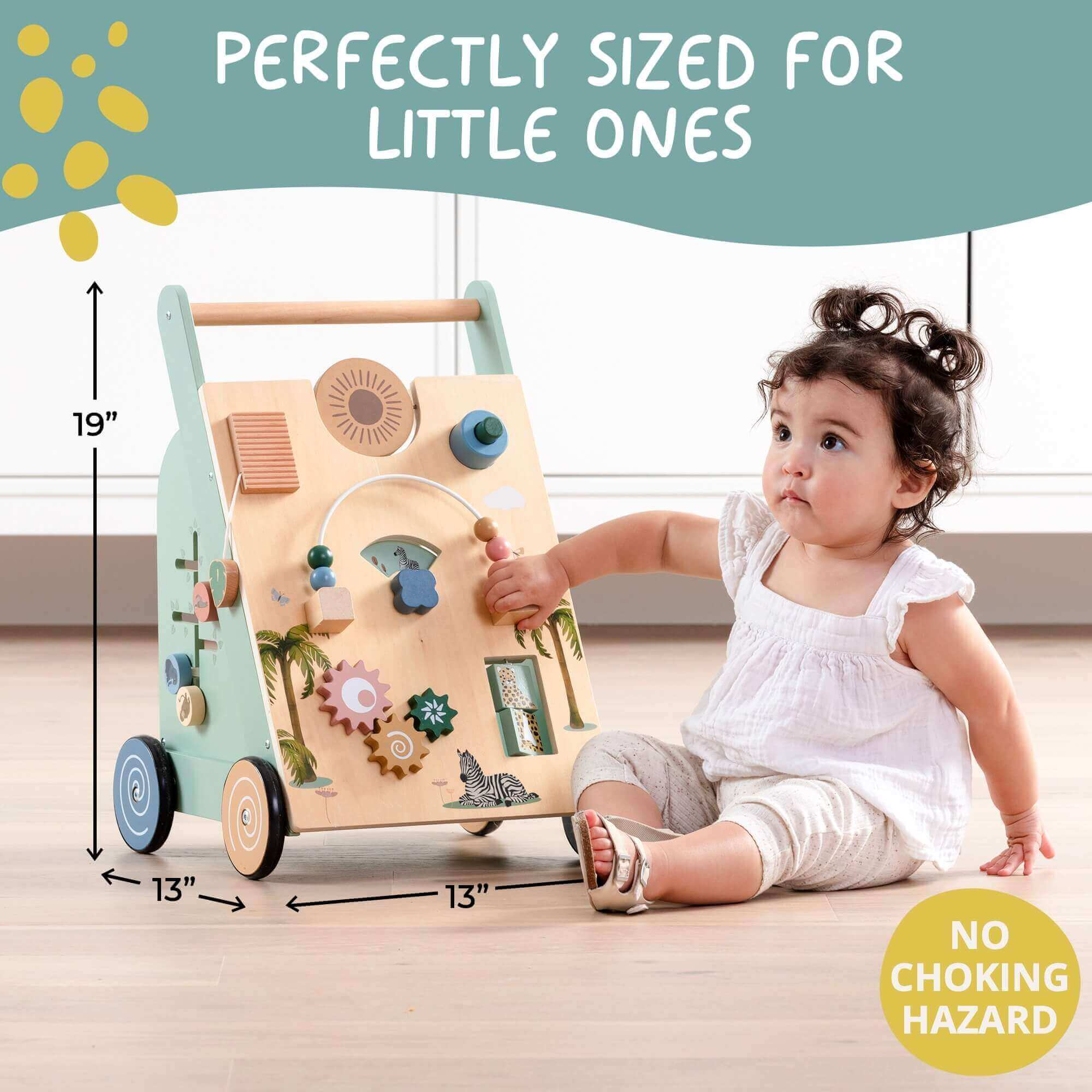 Wooden Baby Walker - Multi-Activity Push Walker Ages 18m+
