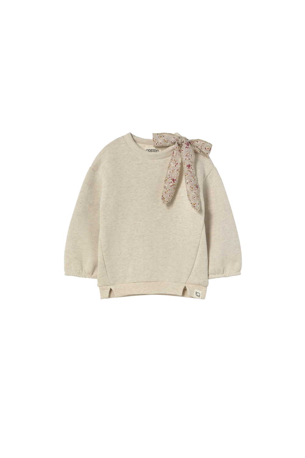 Mélange Fleece Bow Baby Sweatshirt - Stone