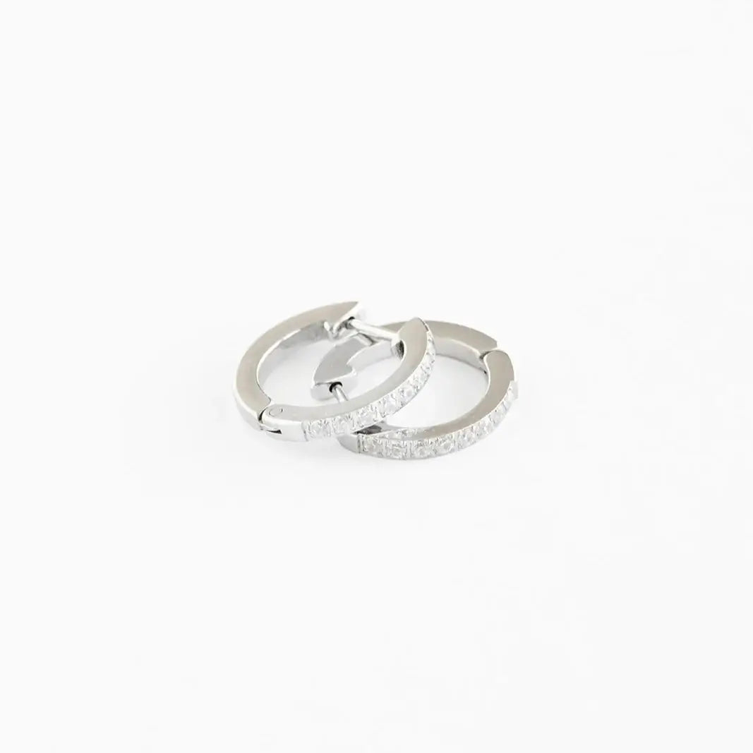 Gem Hoop Earrings Silver
