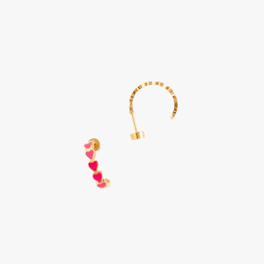 Neon Heart Huggie Stud Earrings