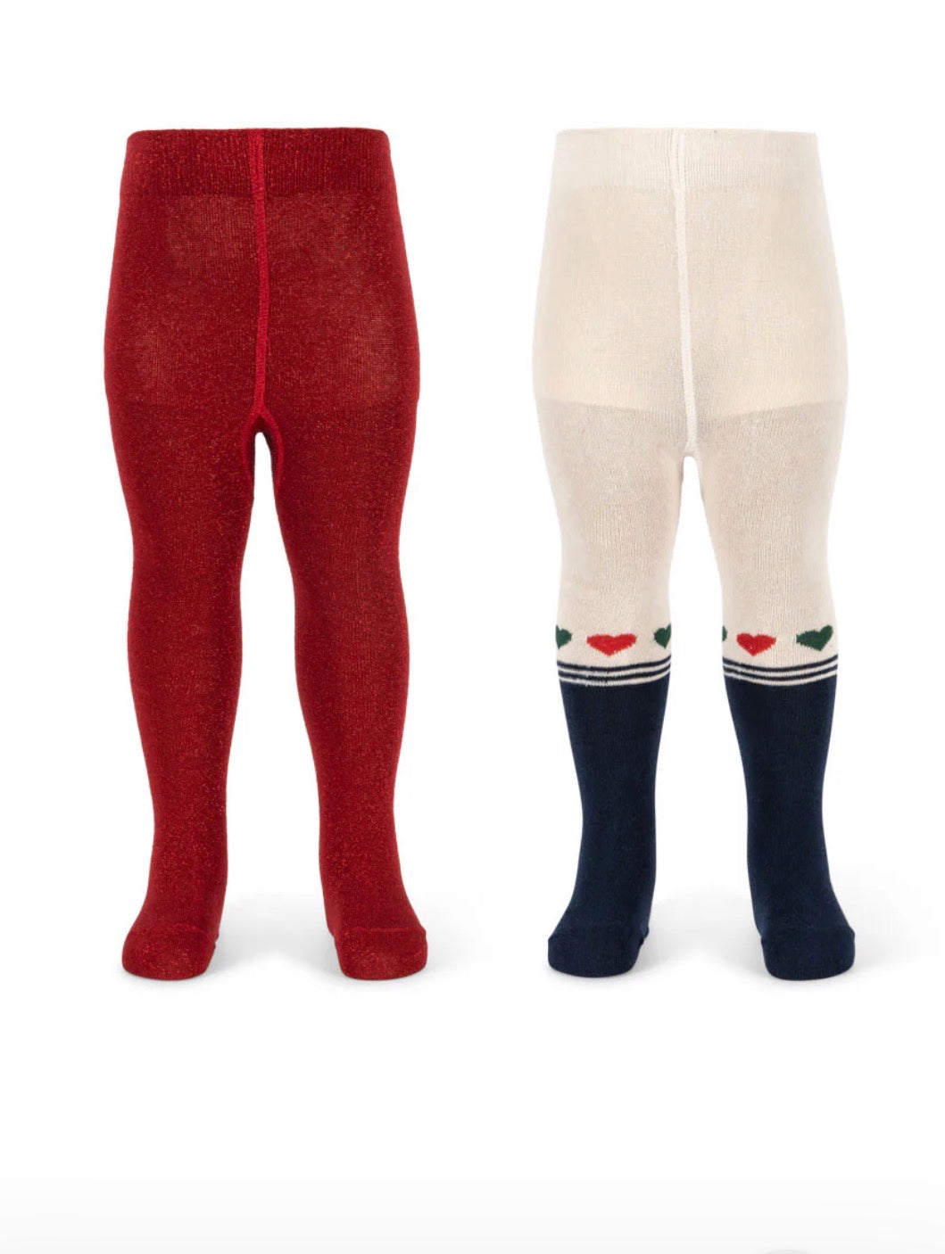 2 Pack Lurex Tights - Heart Mix