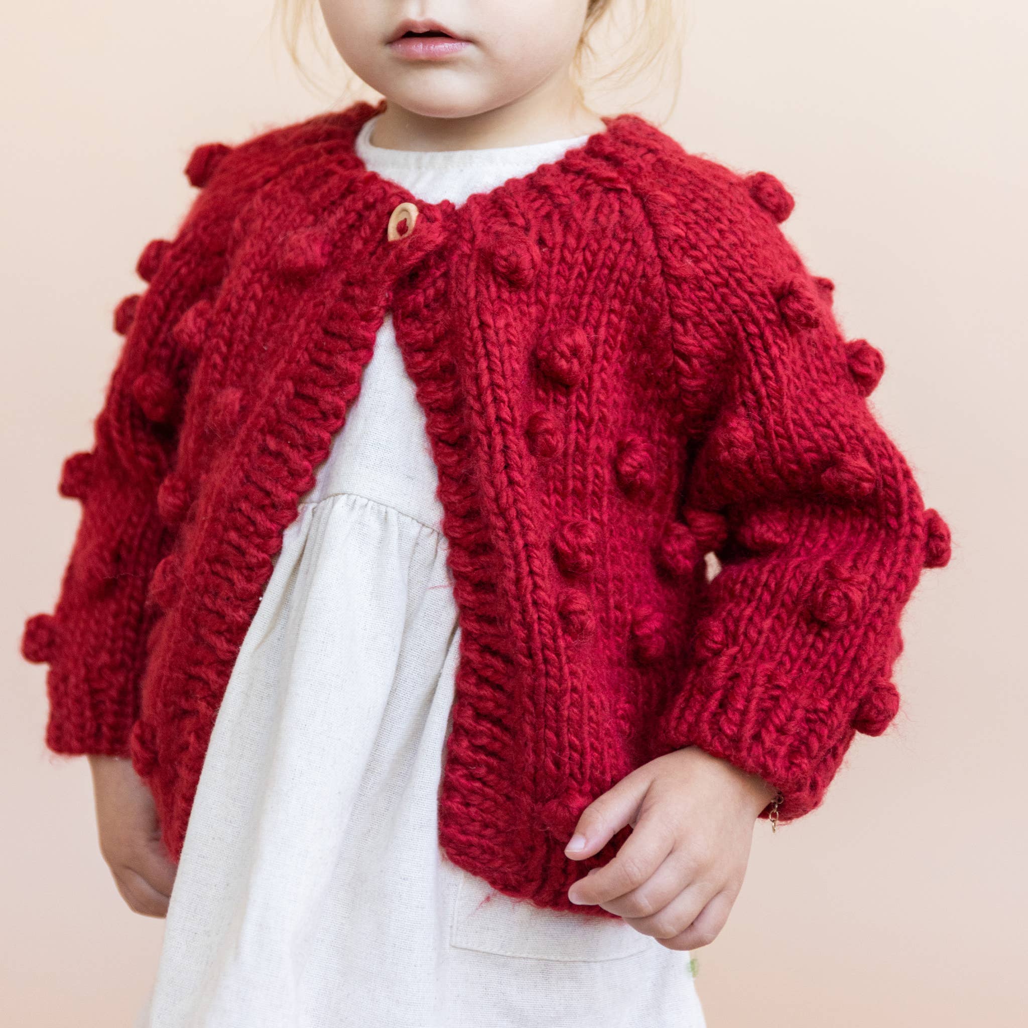 Popcorn Cardigan Red