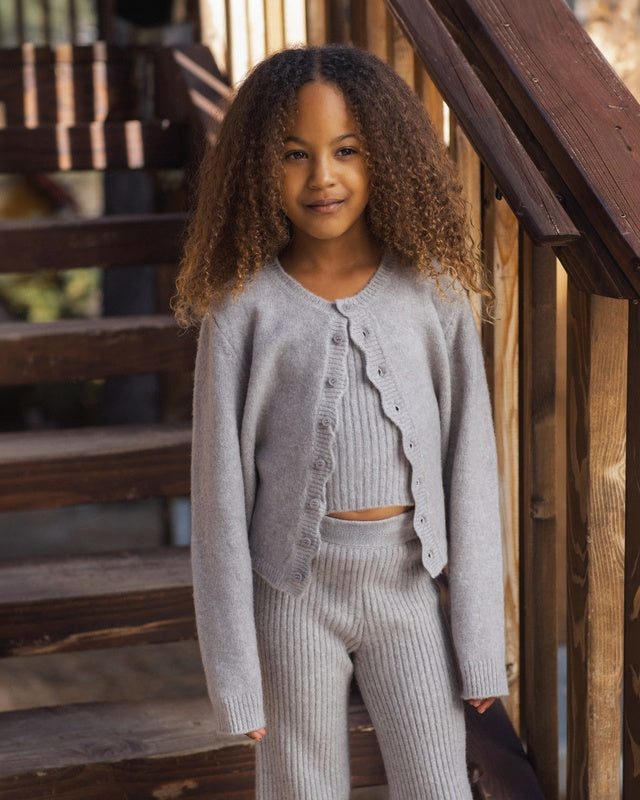 Fuzzy Knit Lounge Set - Dusty Blue