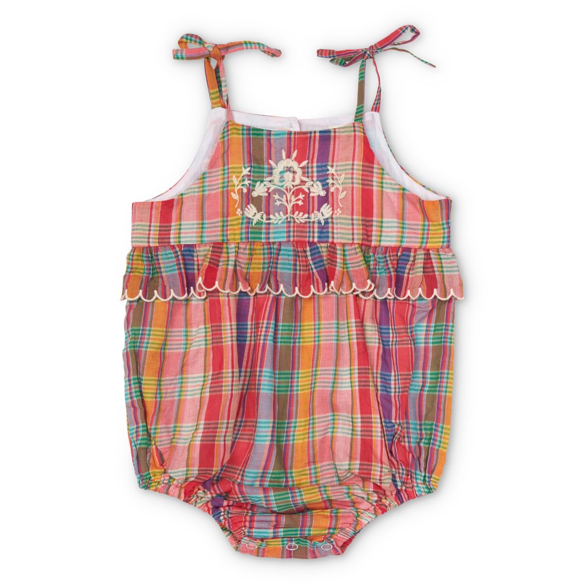 Little Summer Frannie Romper in Red Madras Plaid