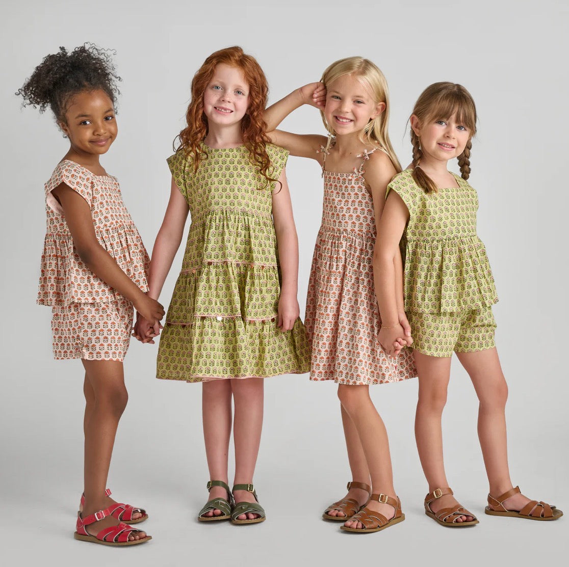 Girls Jules Short - Pink Prairie Block Print