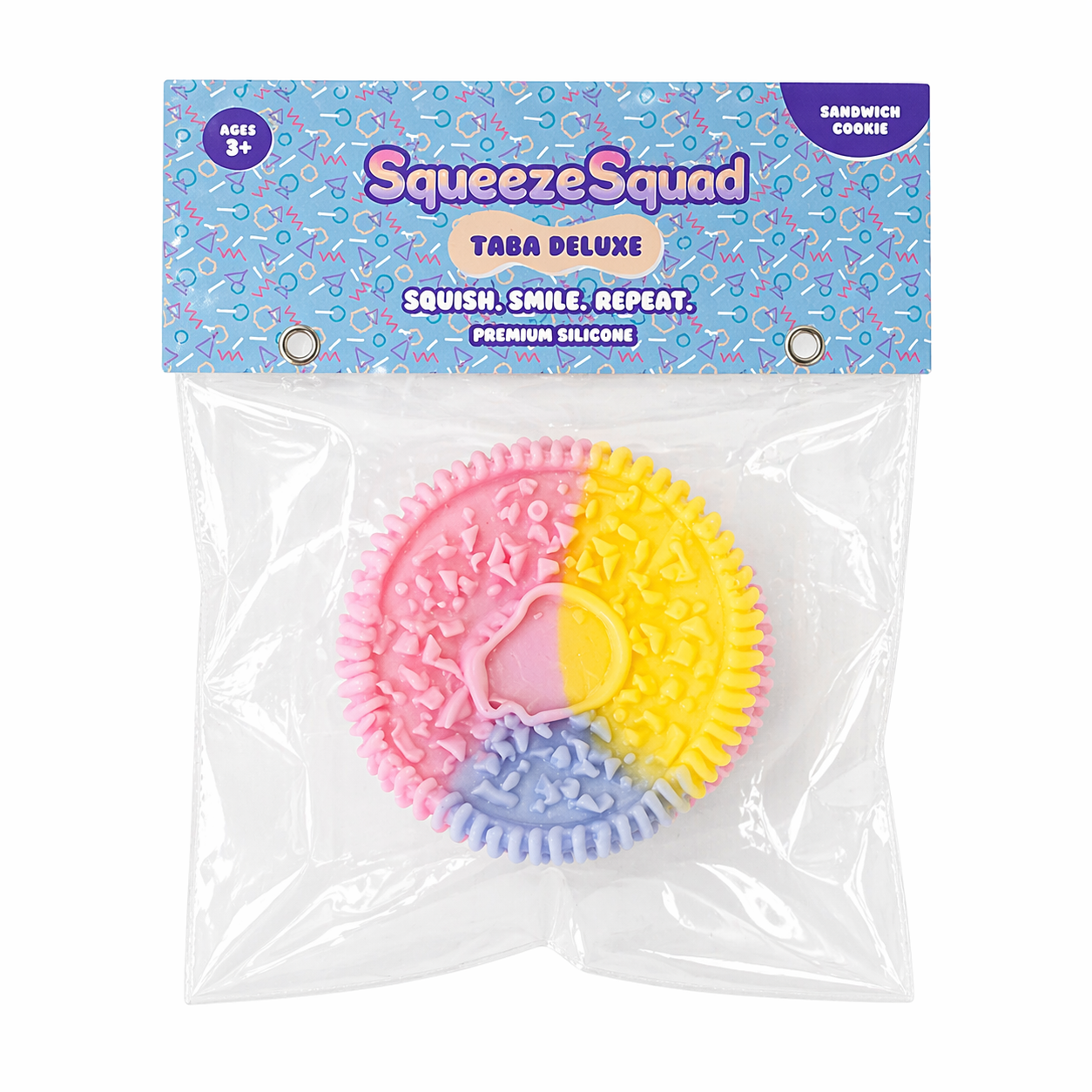 SqueezeSquad Taba Deluxe Premium Silicone Squishy Fidget Toy - Sandwich Cookie