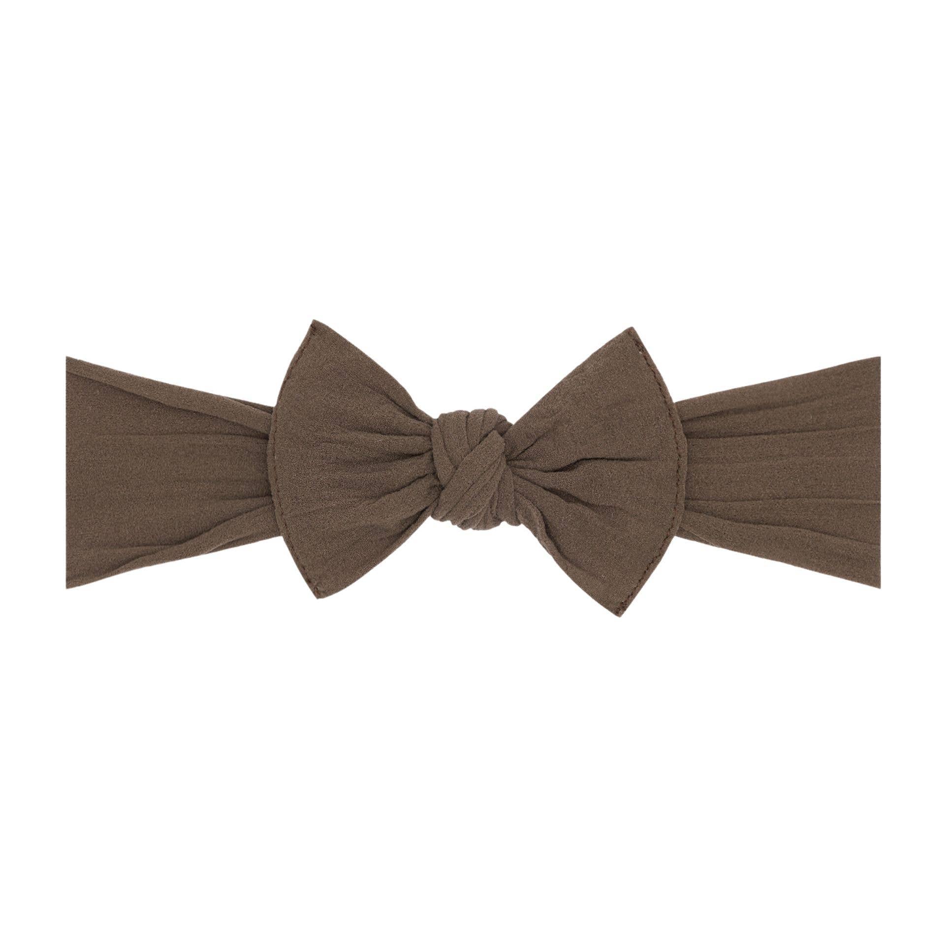 Baby Bling® Itty Bitty Knot Small Soft Nylon Bow Headband: Rose Quartz