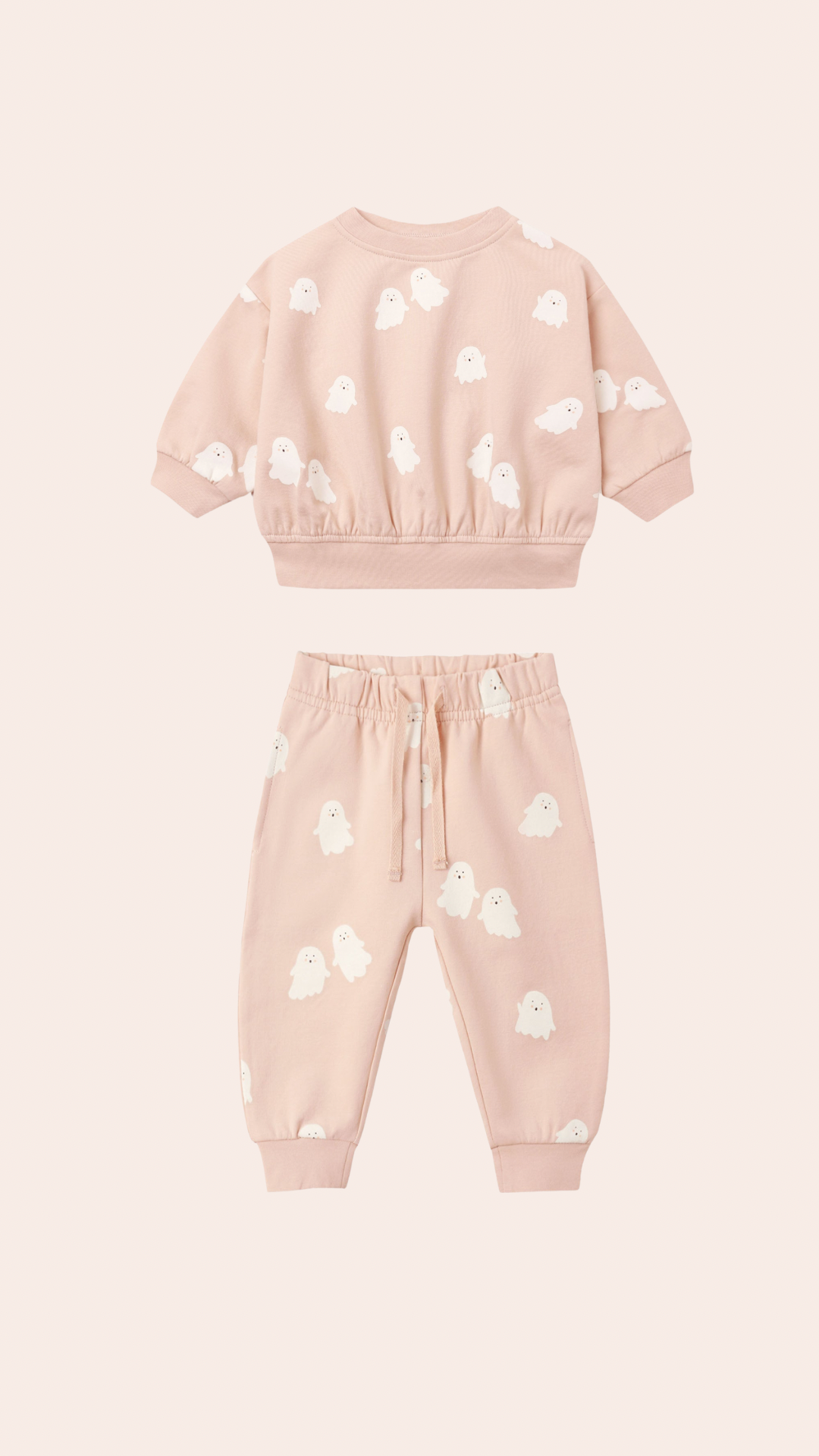 Relaxed Fleece Sweatshirt & Sweatpants Sweet Ghost - Blush