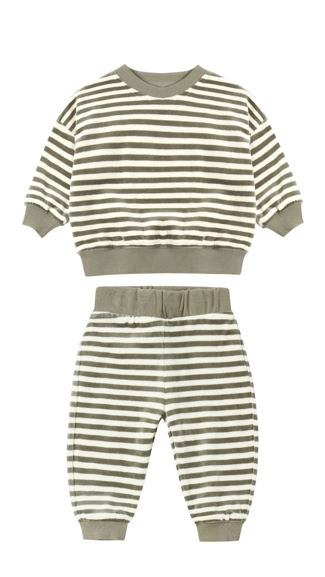 Velour Sweatshirt & Sweatpant - Spruce Stripe