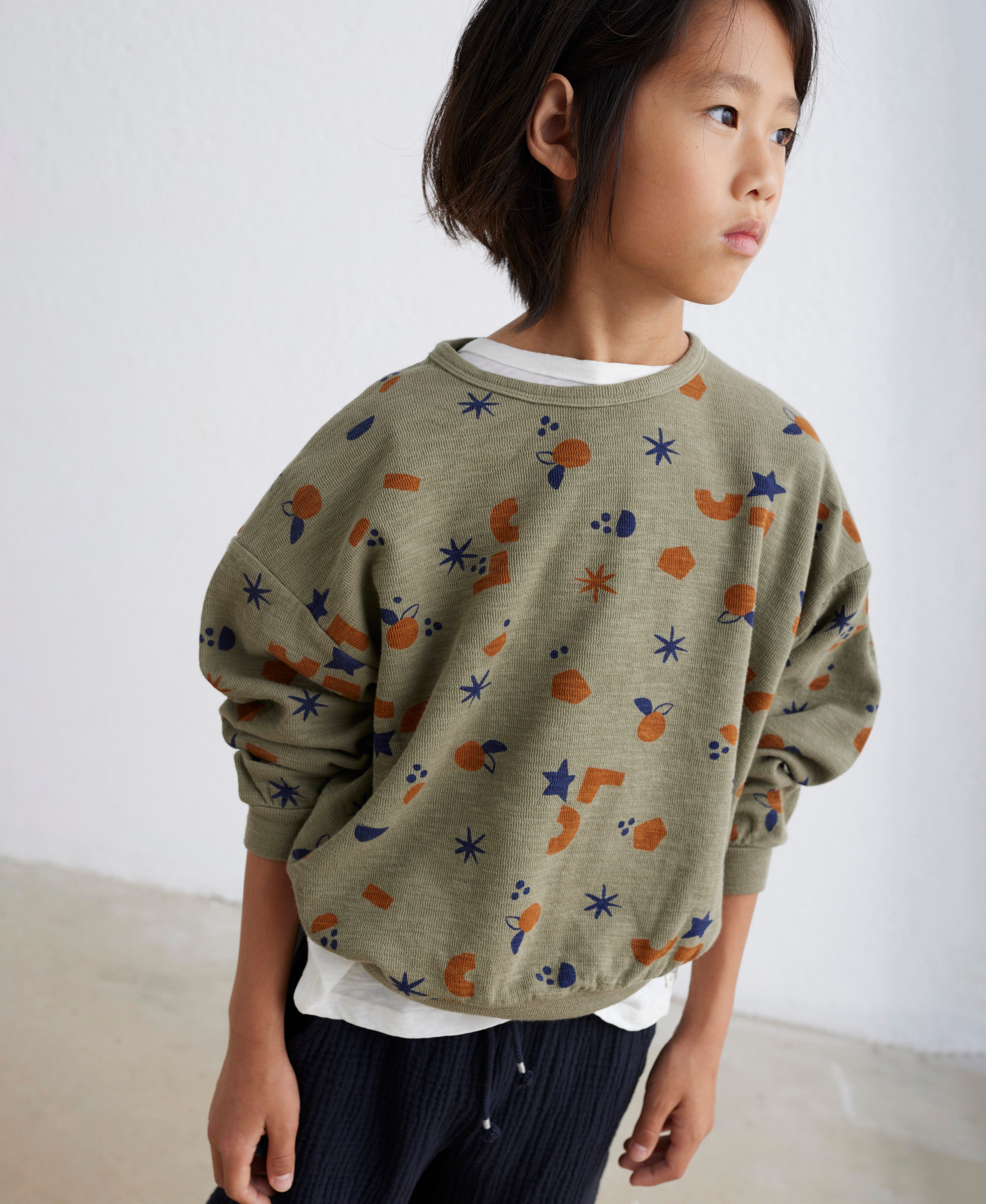 Organic Double-Face Sweatshirt Shapes Khaki