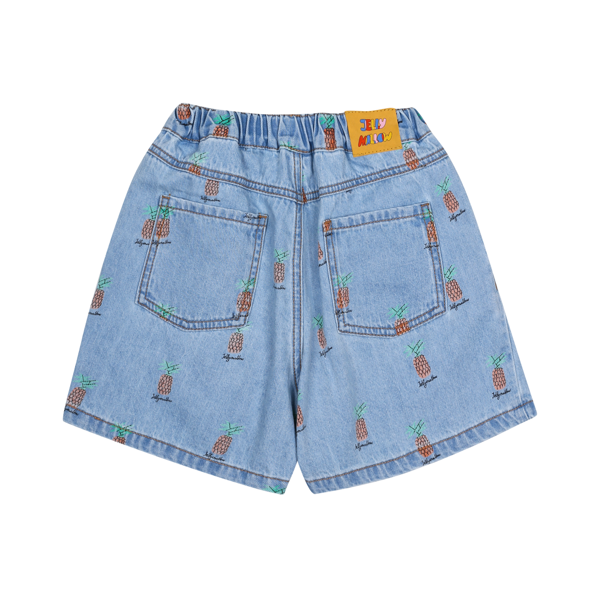 Pineapple Denim Shorts - Light Blue