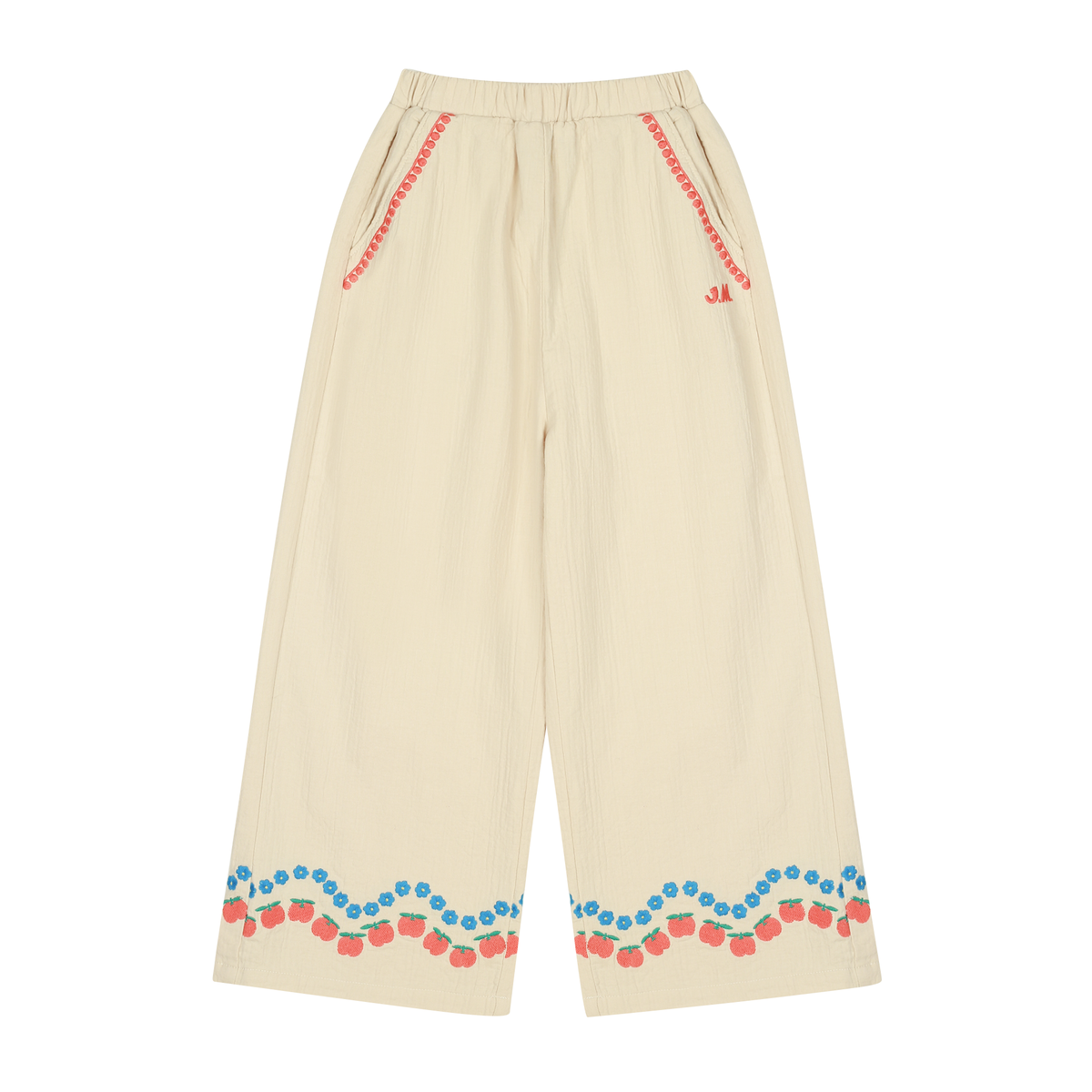 Apple Flower Wide Pants - Beige