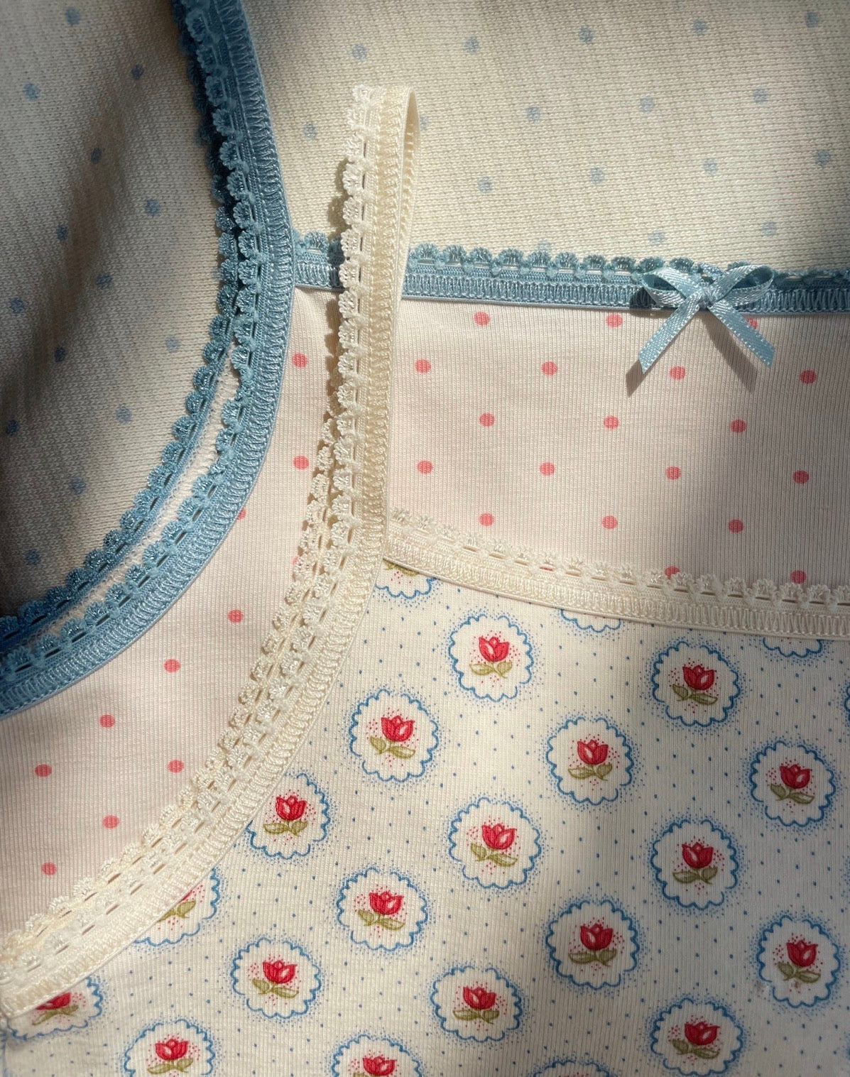 Basic 2 Pack Strap Tops GOTS - Pirouette Dot/Mirage