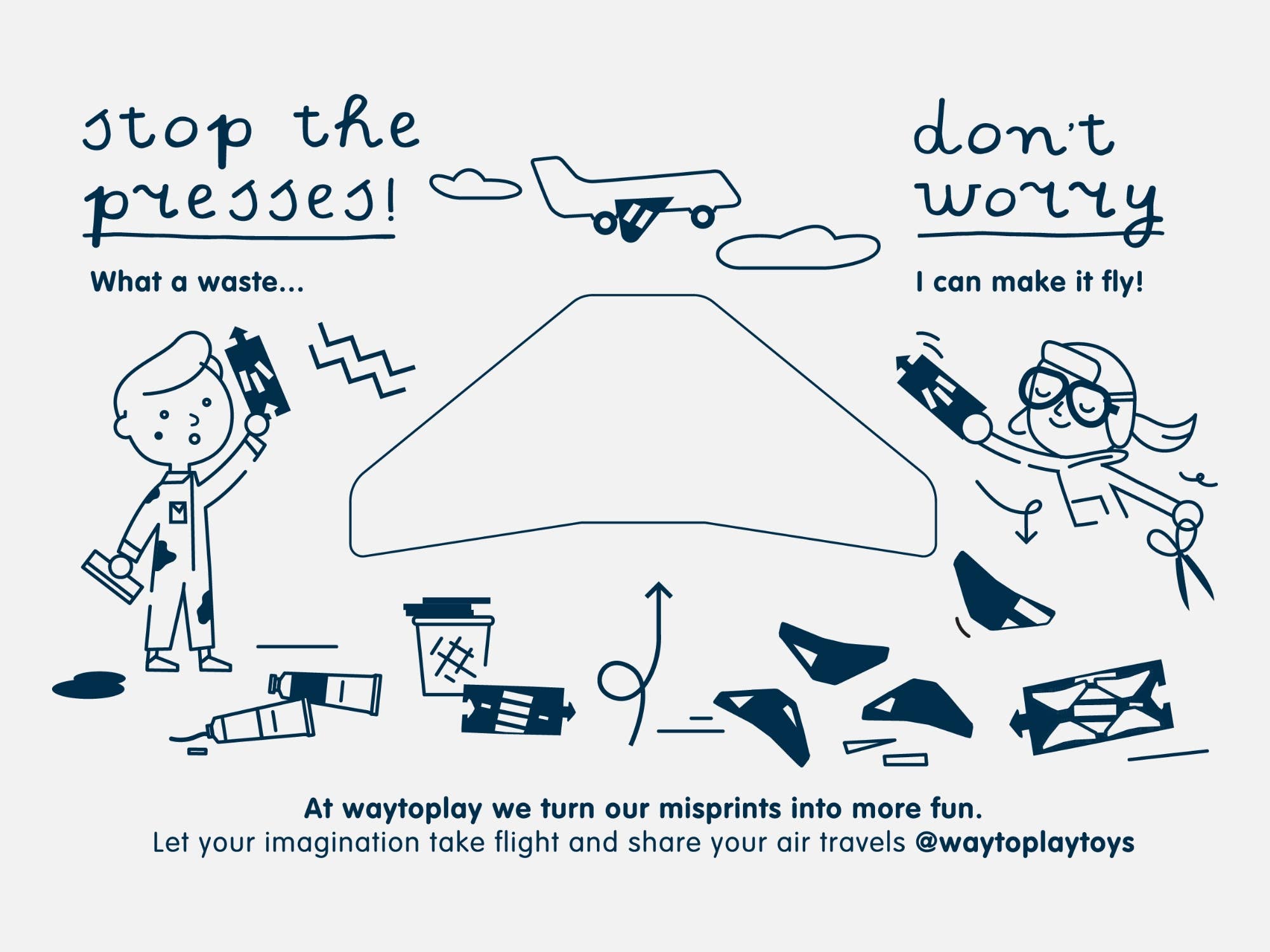 Waytoplay Runway - Airport Set with Wooden Aeroplane