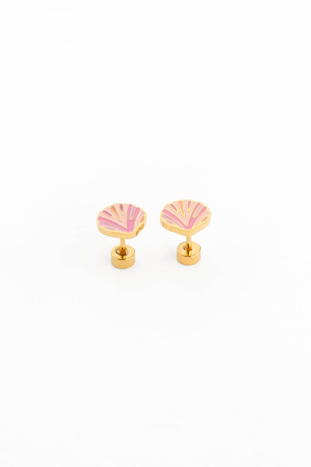 Pink Seashell Stud Earring
