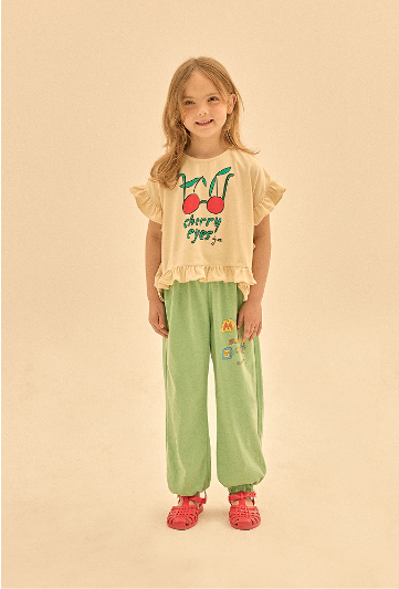 Cherry Frill S/L T-Shirt - Ivory