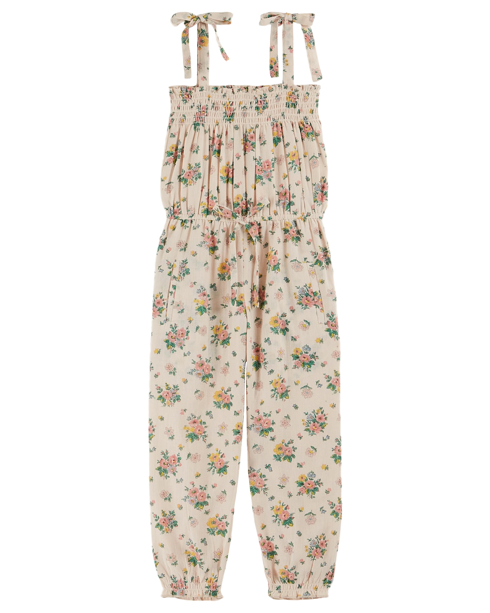 Pink Spring smocked jumpsuit