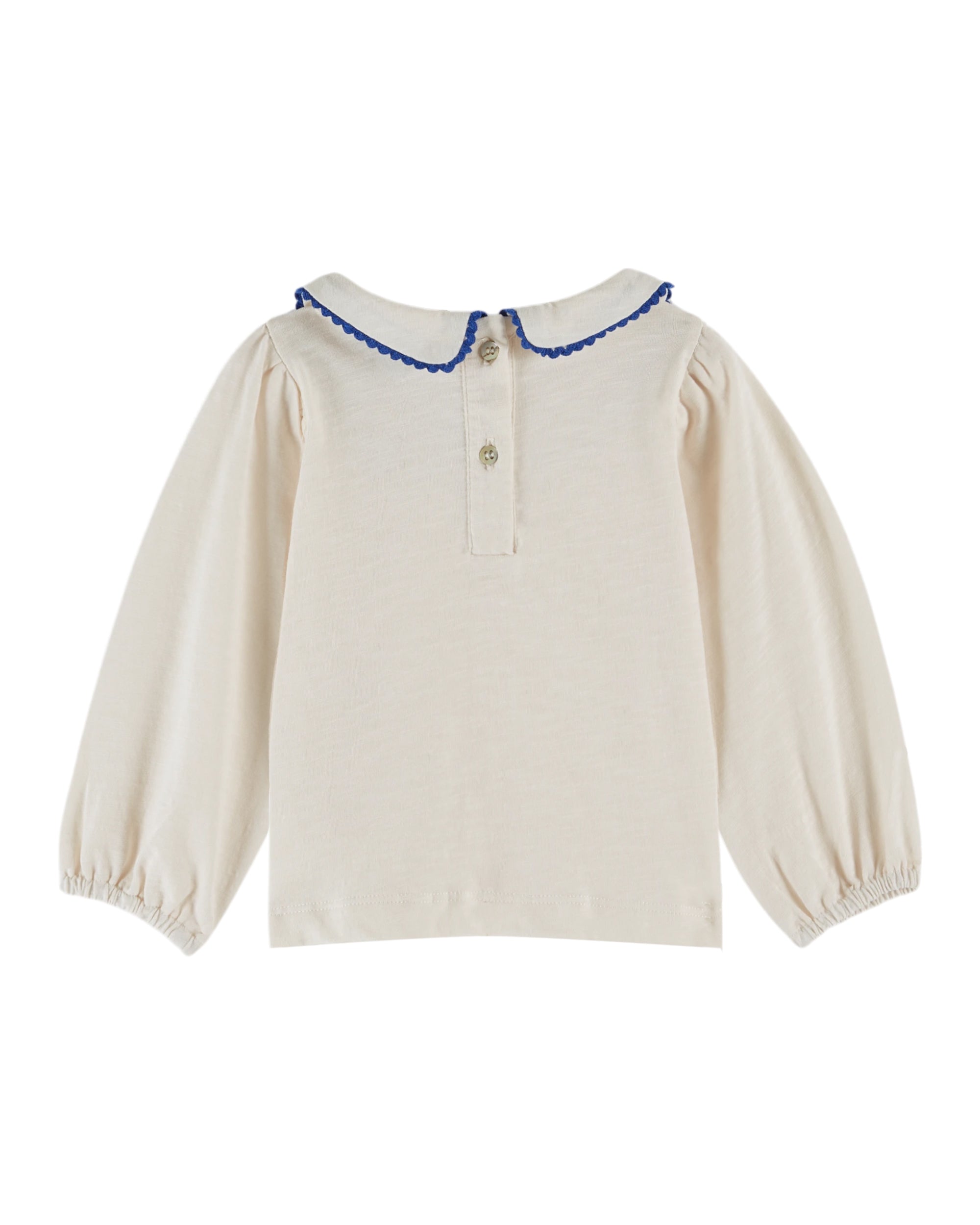Cream organic cotton bow-neck T-shirt