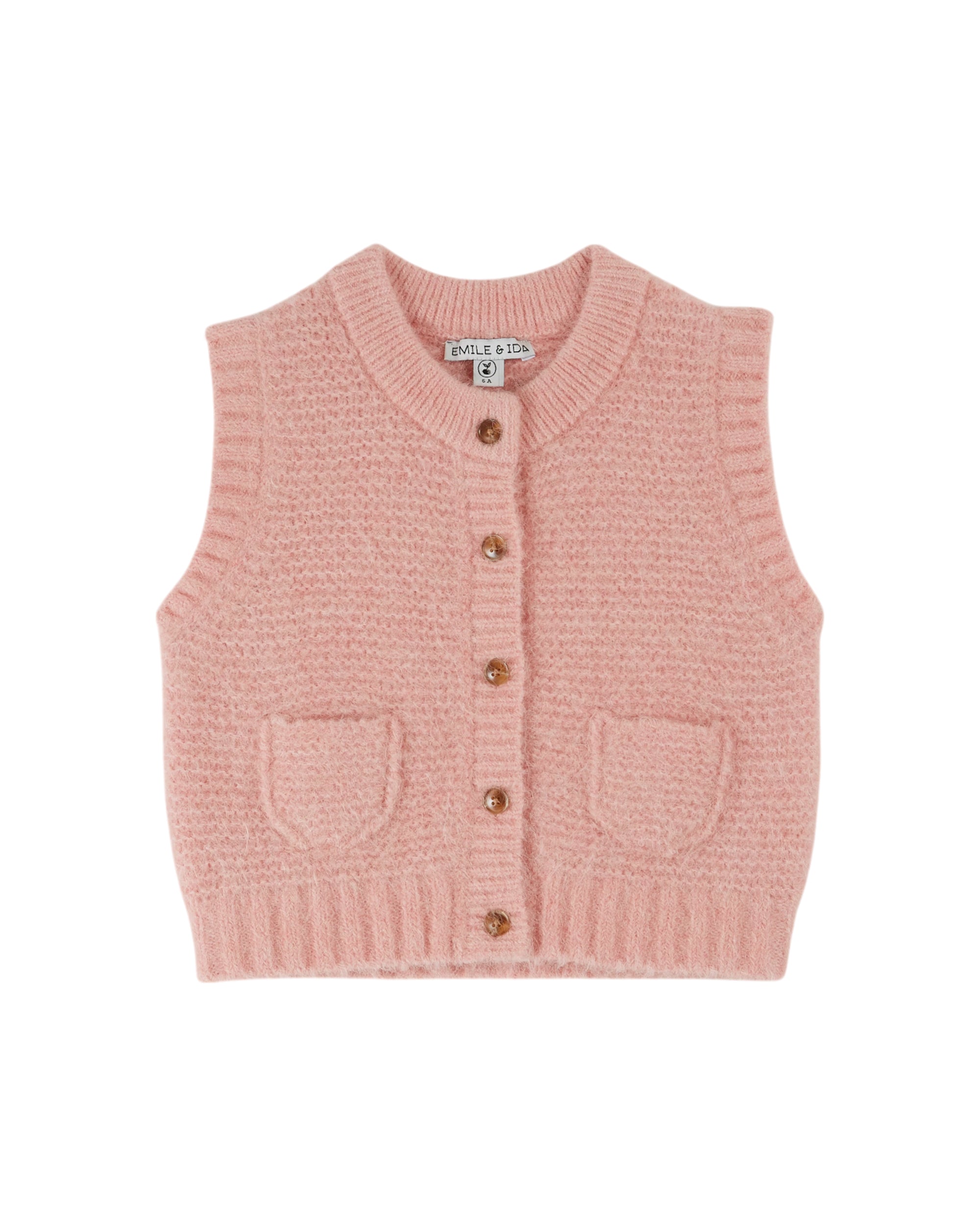 Ecru Sleeveless Cardigan - Rose