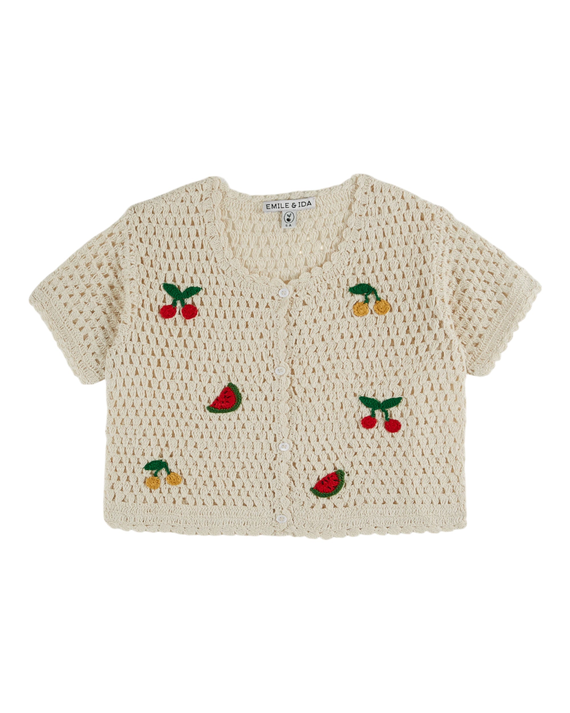 Fruit Crochet Cardigan - Creme
