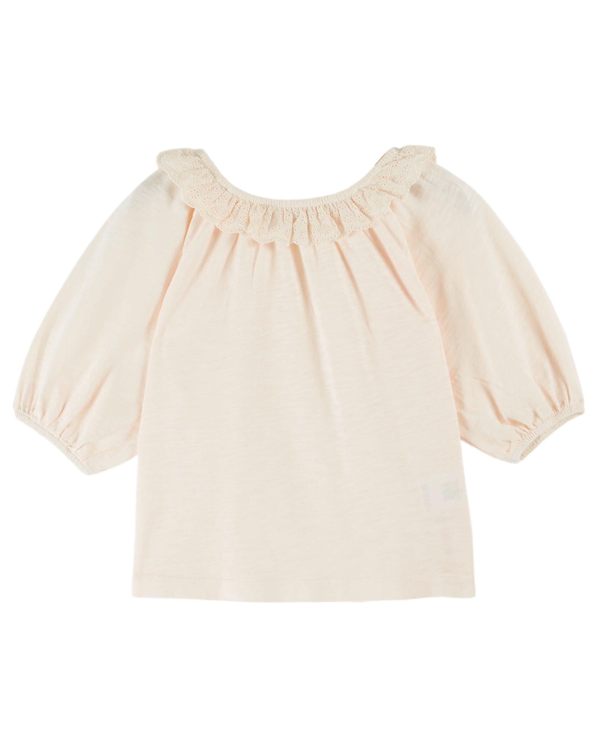 Embroidered Slub Jersey T Shirt - Creme